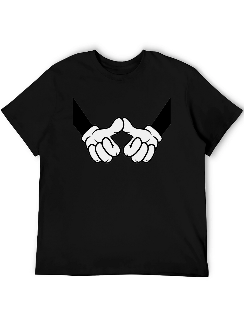 Cartoon Hands Graphic Print Black T-Shirt