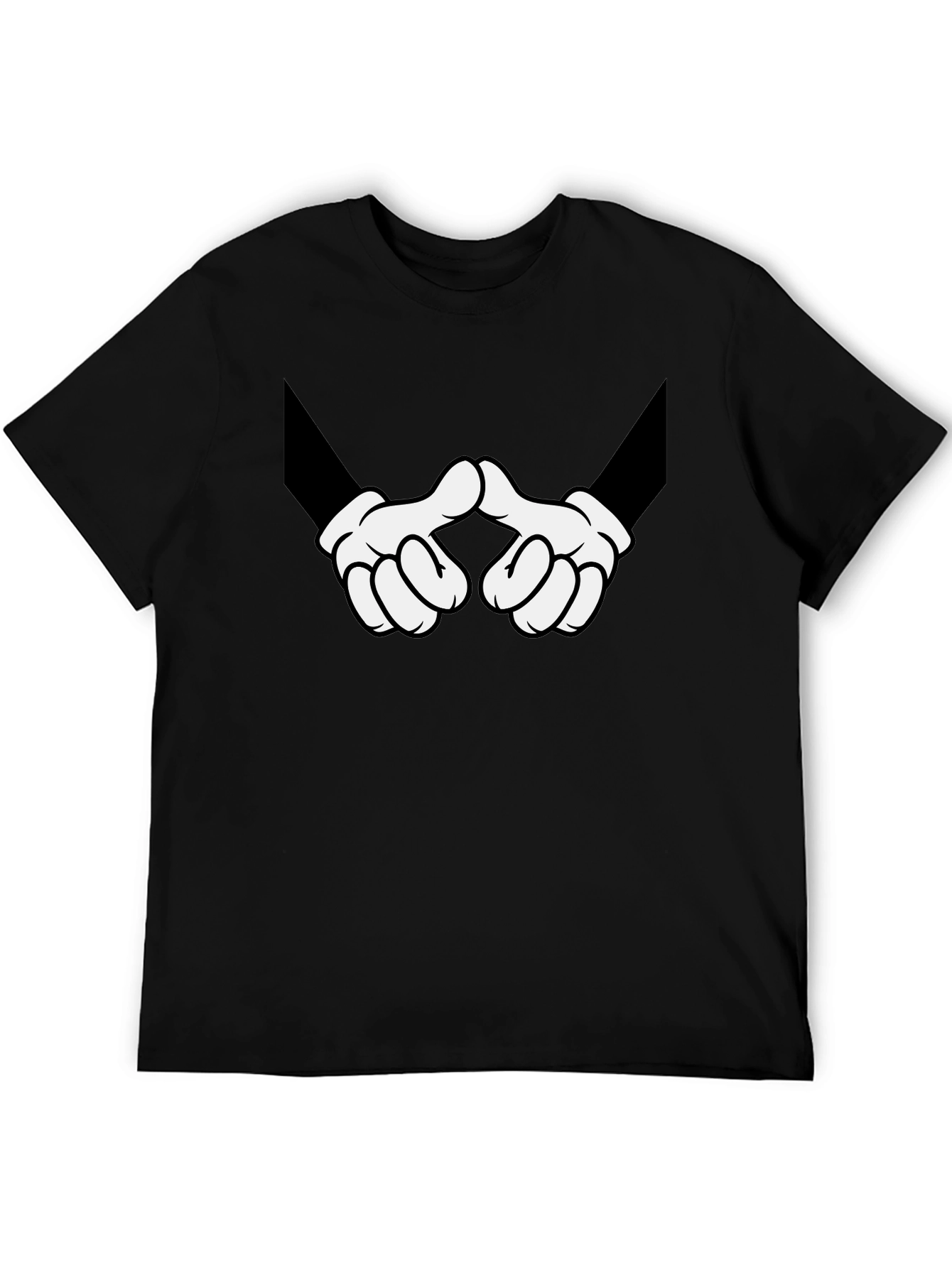 Cartoon Hands Graphic Print Black T-Shirt
