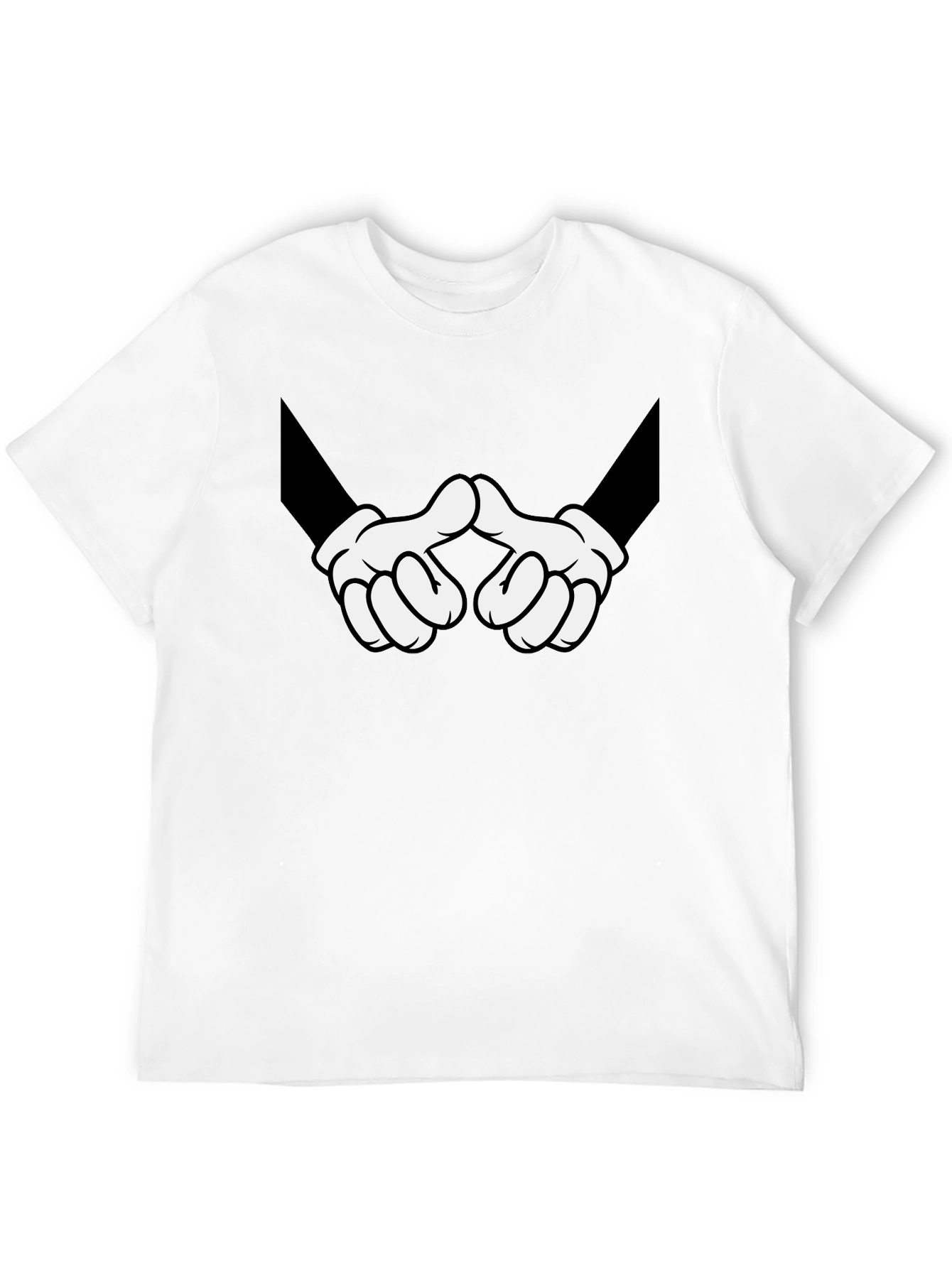 Cartoon Hands Graphic Print Black T-Shirt