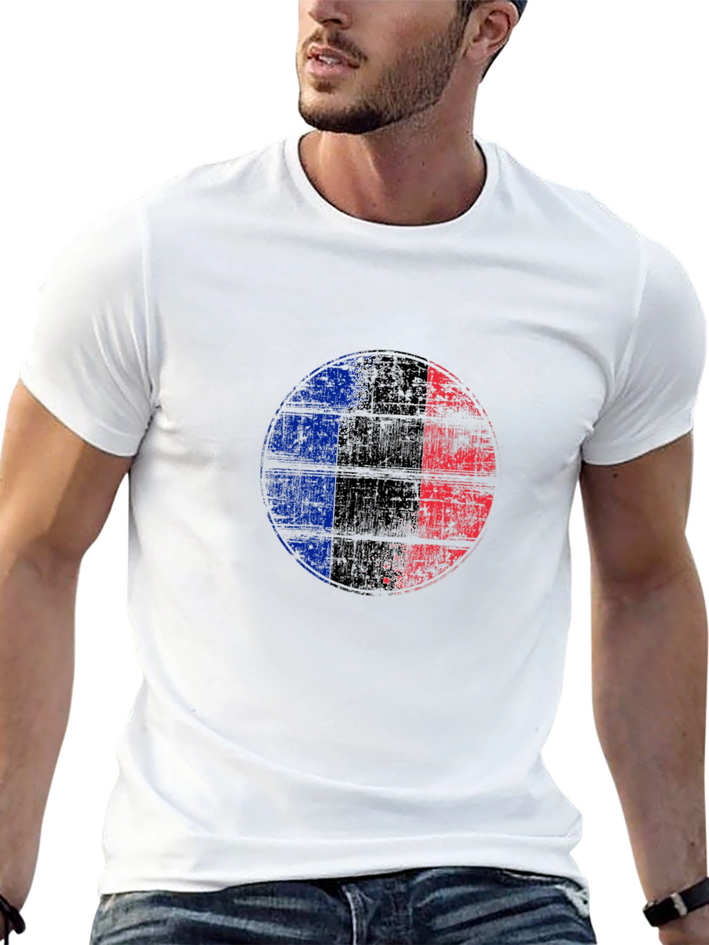 France Flag Distressed Graphic Tee