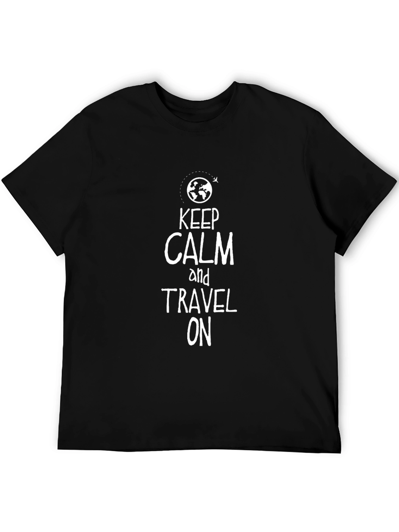 Keep Calm Travel On Black Graphic Tee