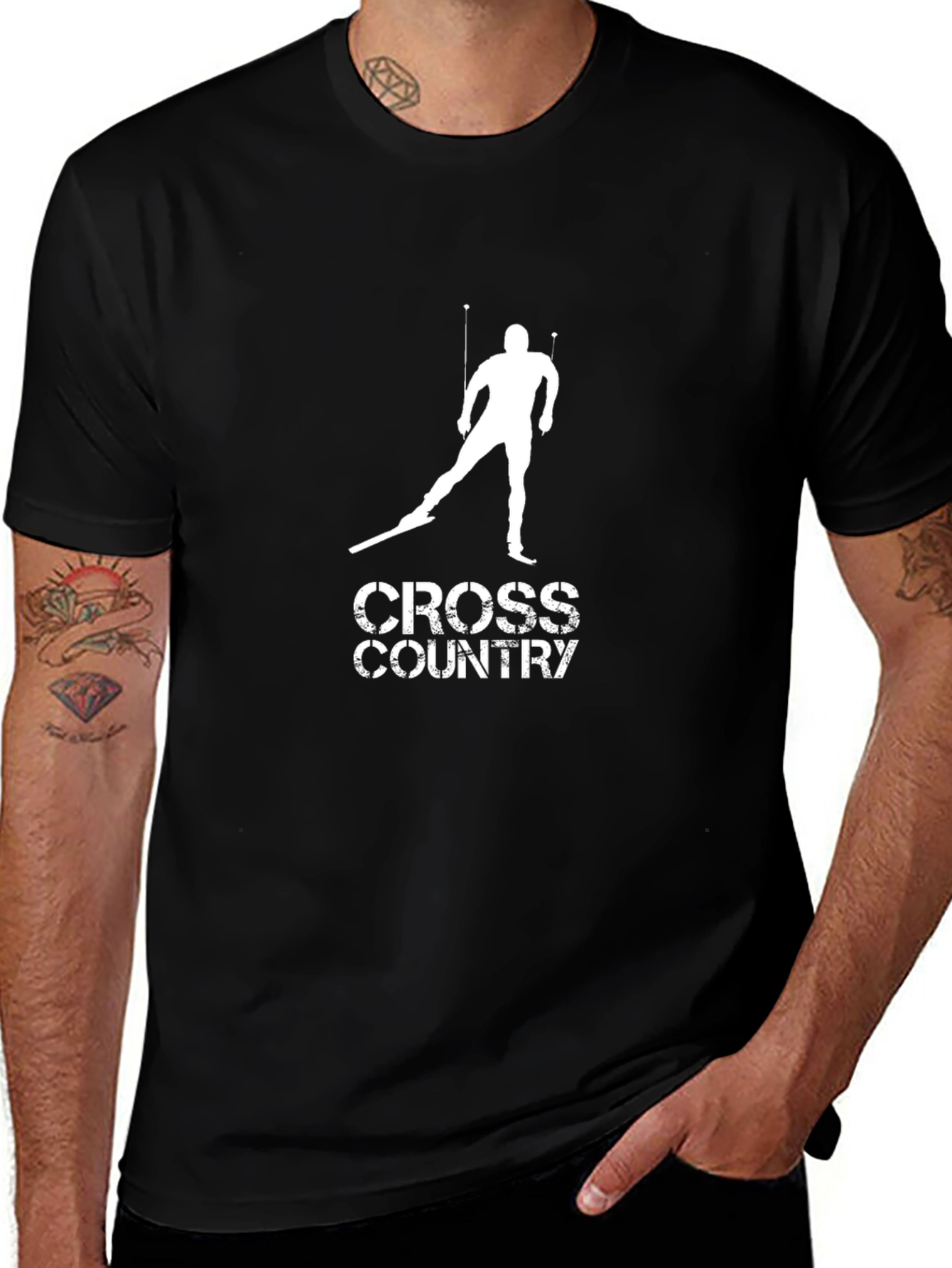 Cross Country Skiing Black Graphic Tee