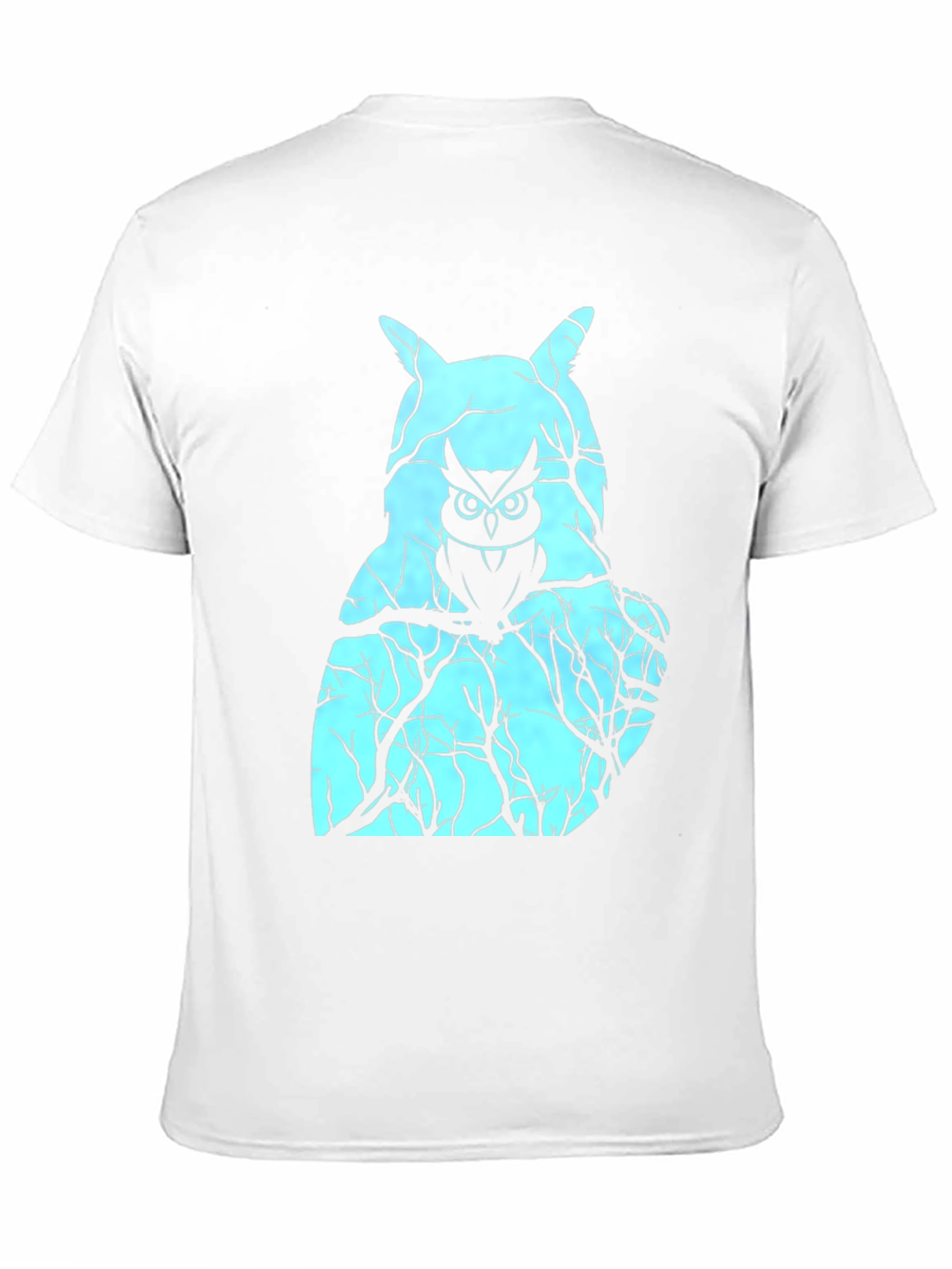 Mens Black T-Shirt with Owl Graphic Design