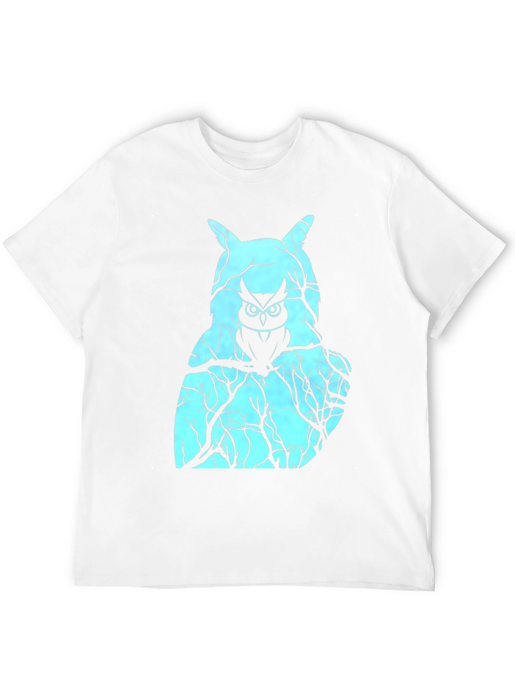 Mens Black T-Shirt with Owl Graphic Design