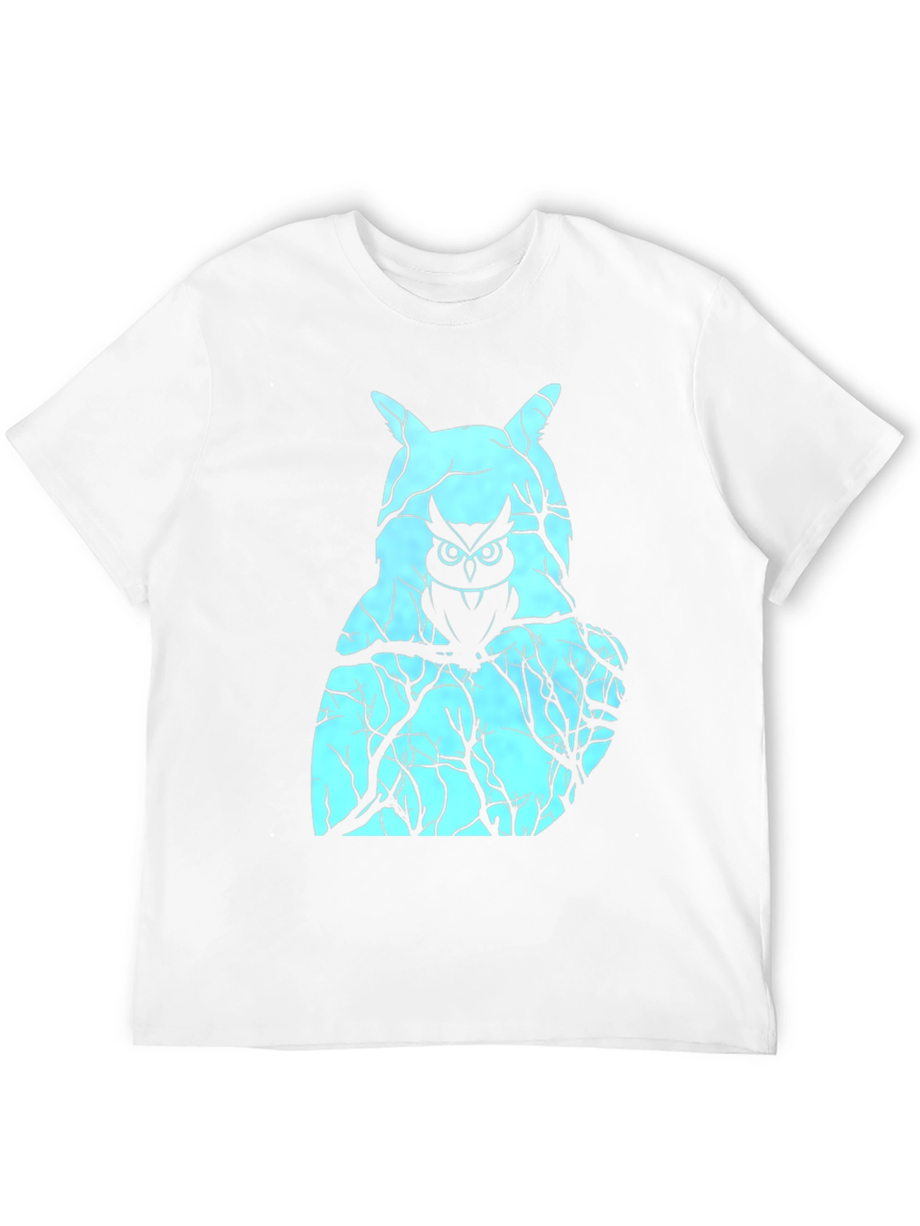 Mens Black T-Shirt with Owl Graphic Design