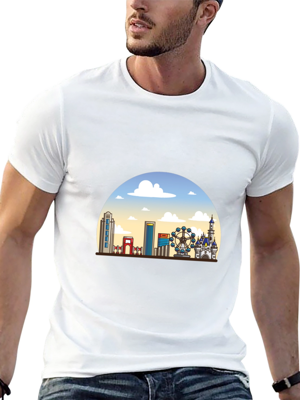 Skyline Graphic T-Shirt - Black Casual Tee