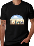 Skyline Graphic T-Shirt - Black Casual Tee