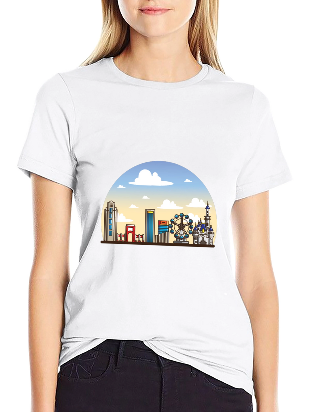 Skyline Graphic T-Shirt - Black Casual Tee