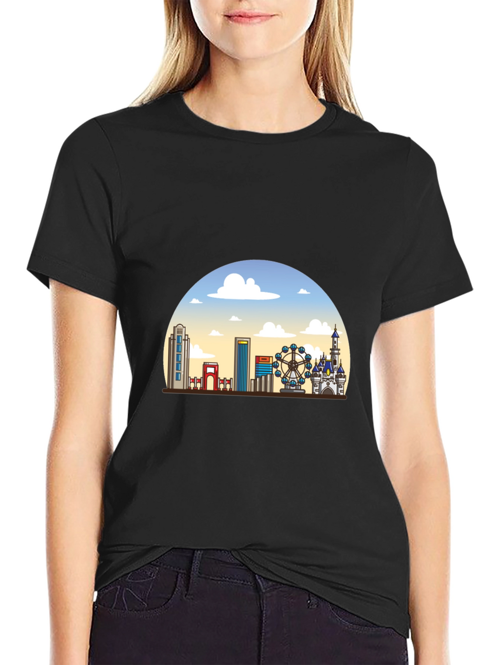 Skyline Graphic T-Shirt - Black Casual Tee