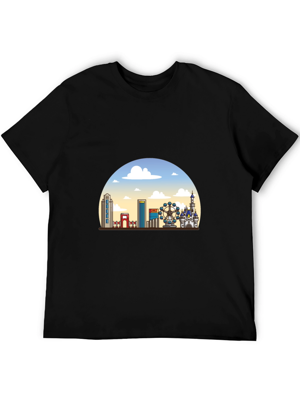 Skyline Graphic T-Shirt - Black Casual Tee