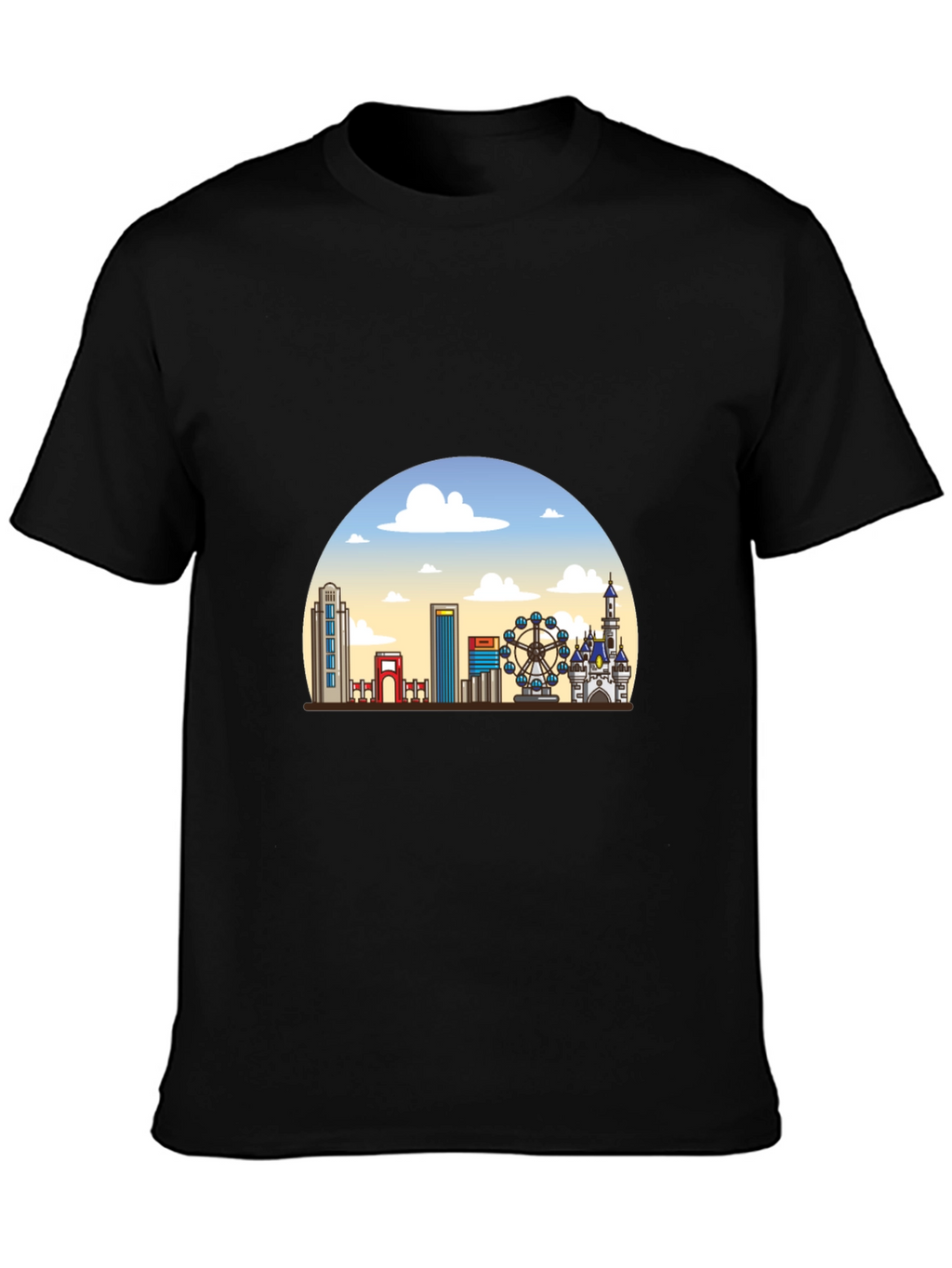 Skyline Graphic T-Shirt - Black Casual Tee