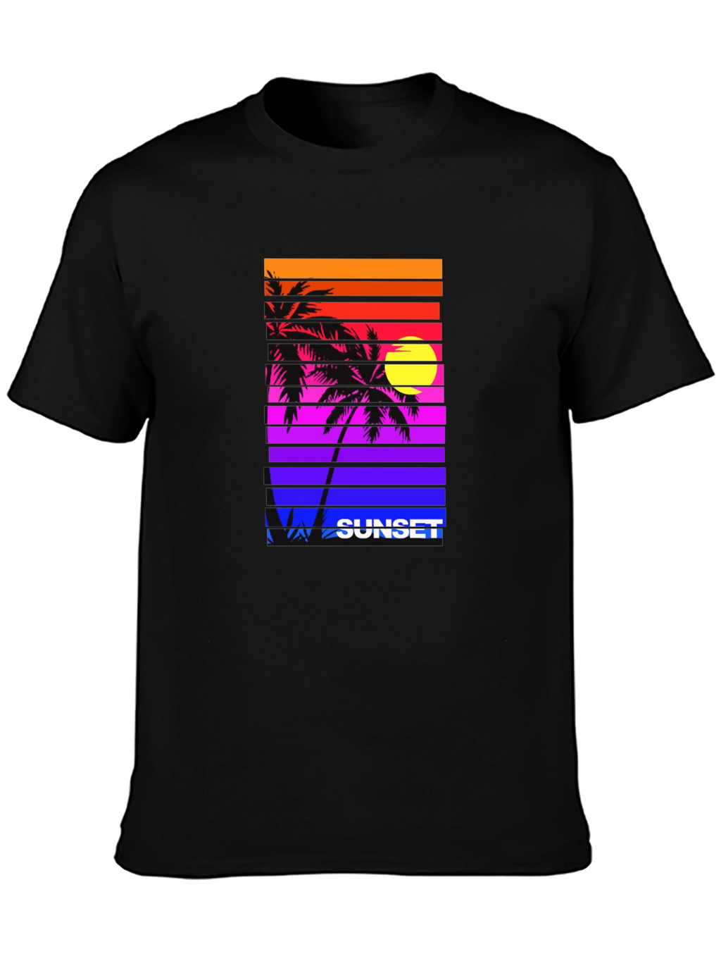 Retro Sunset Palm Tee - Vibrant Graphic Print