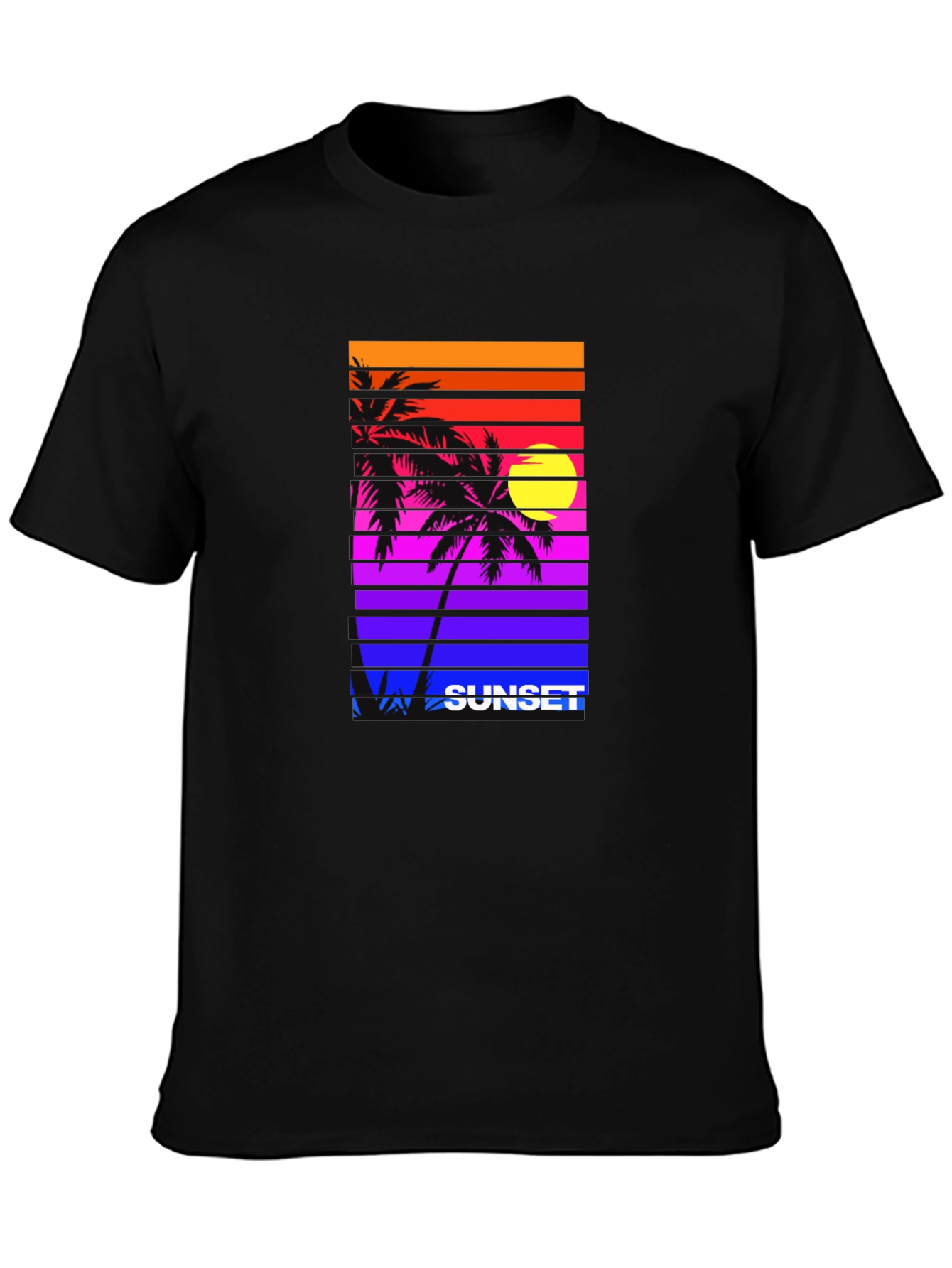 Retro Sunset Palm Tee - Vibrant Graphic Print