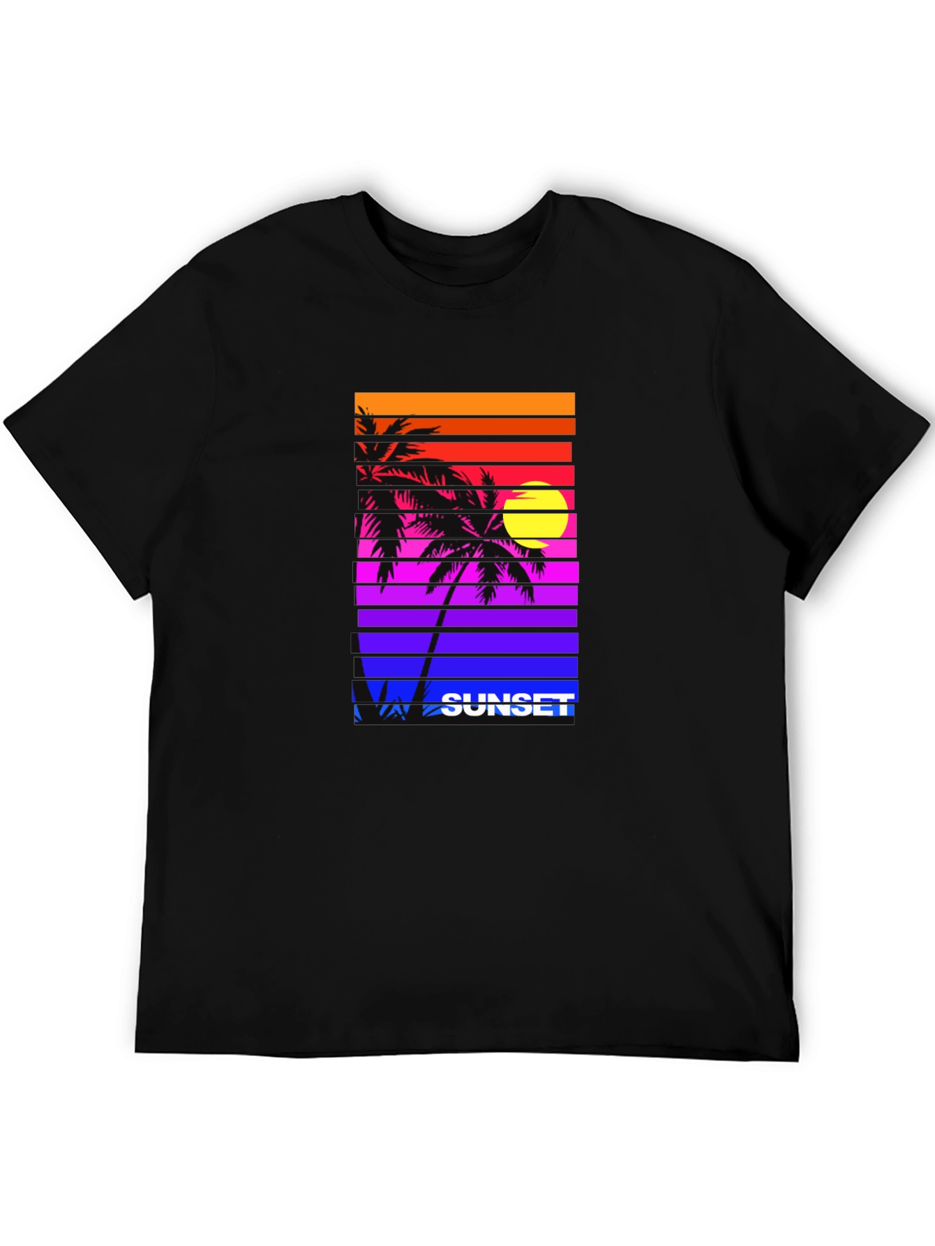 Retro Sunset Palm Tee - Vibrant Graphic Print