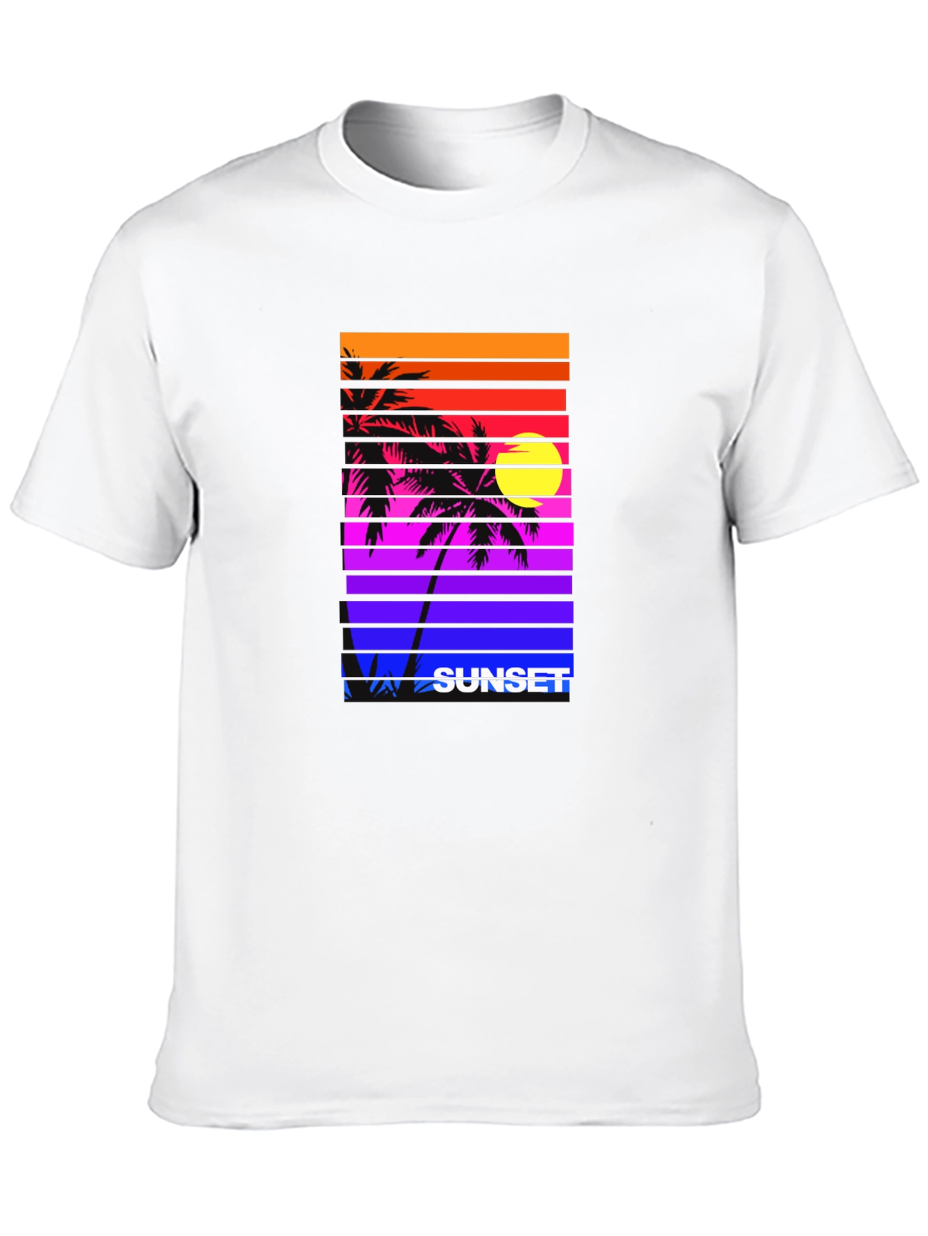 Retro Sunset Palm Tee - Vibrant Graphic Print