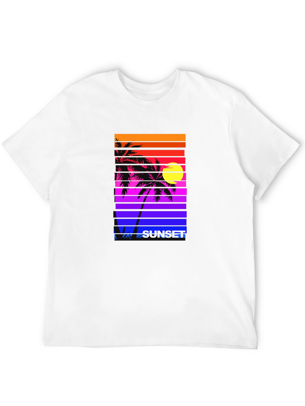 Retro Sunset Palm Tee - Vibrant Graphic Print