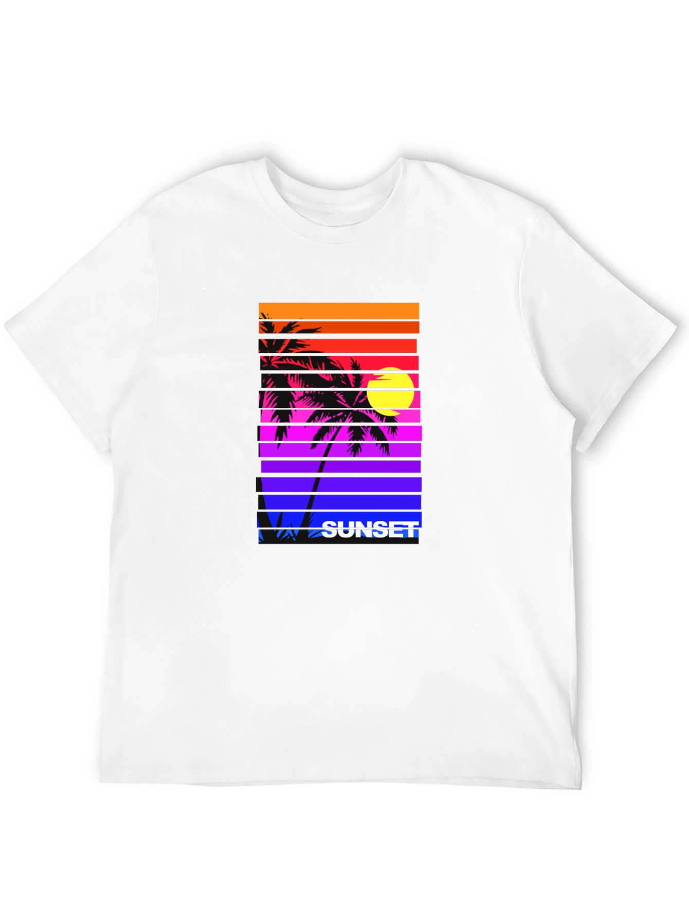 Retro Sunset Palm Tee - Vibrant Graphic Print