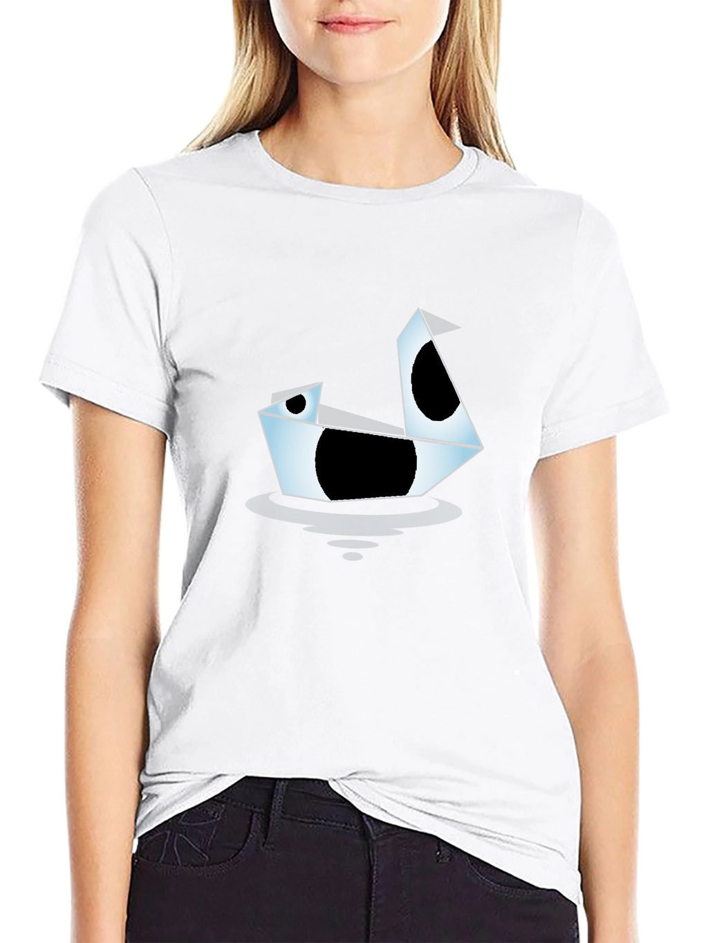 Origami Swan Graphic Tee - Modern Black T-Shirt
