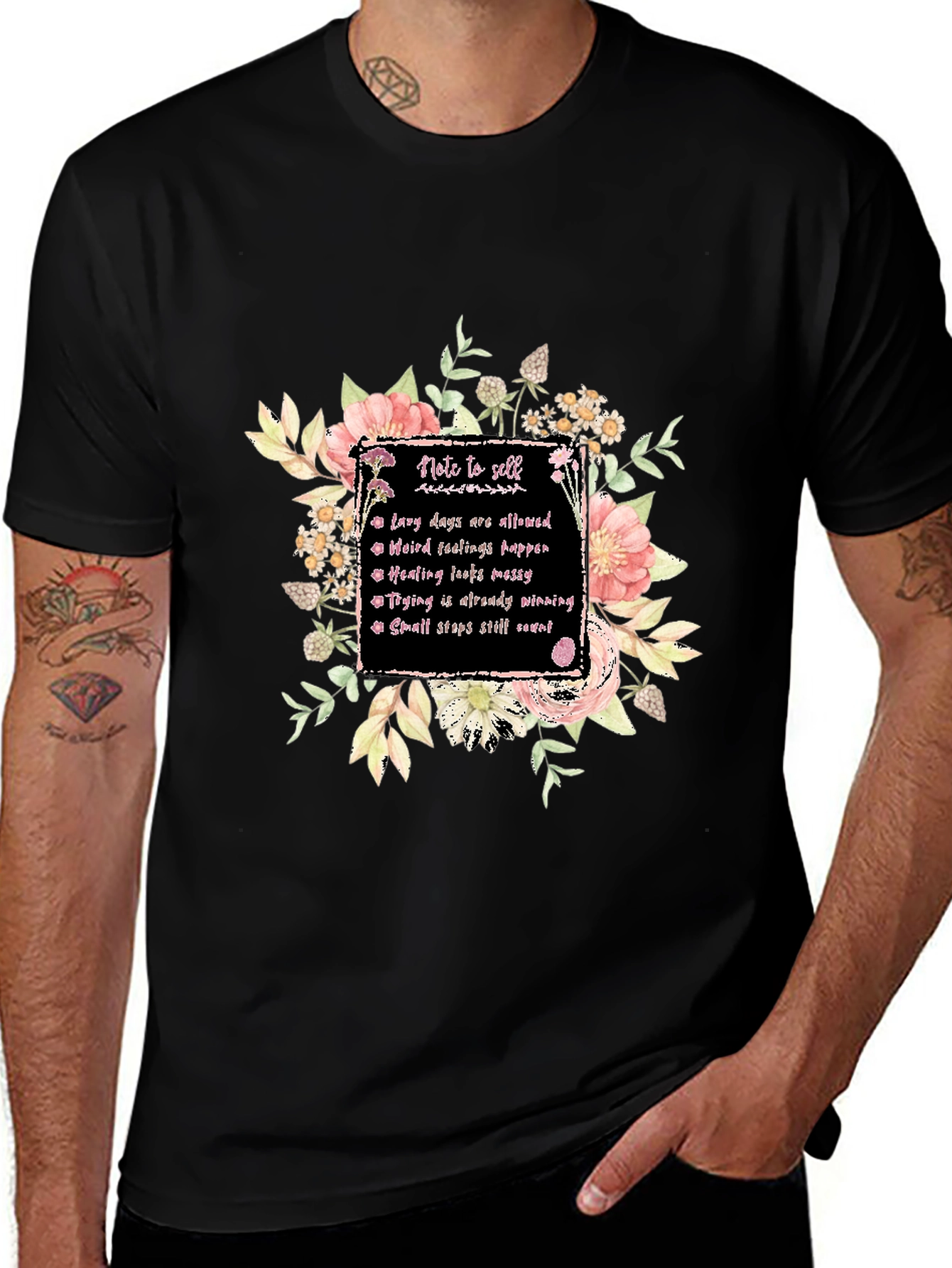 Floral Note to Self Graphic T-Shirt