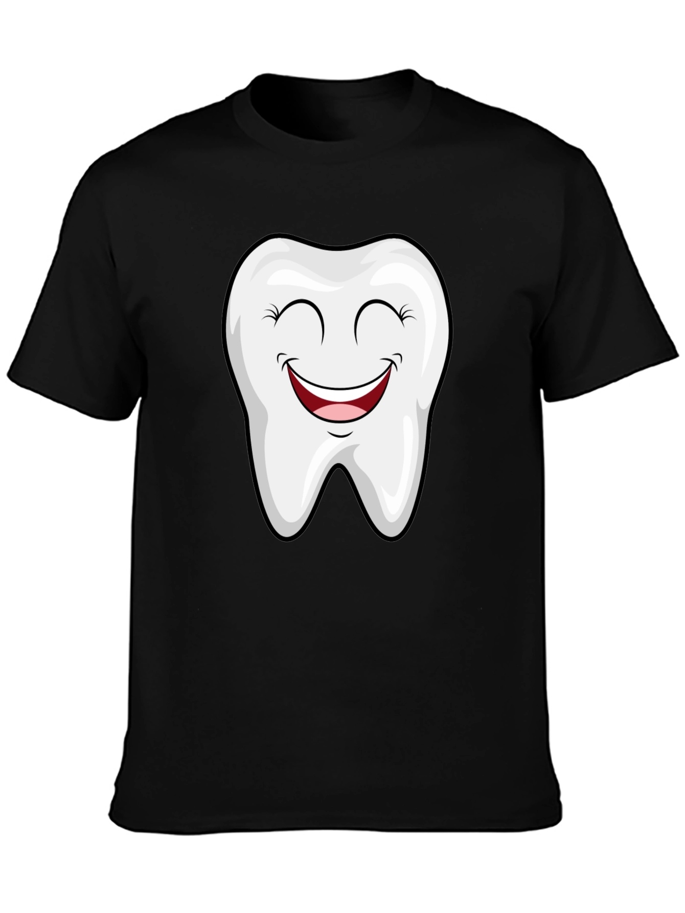 Smiling Tooth Graphic Tee - Black Cotton T-Shirt