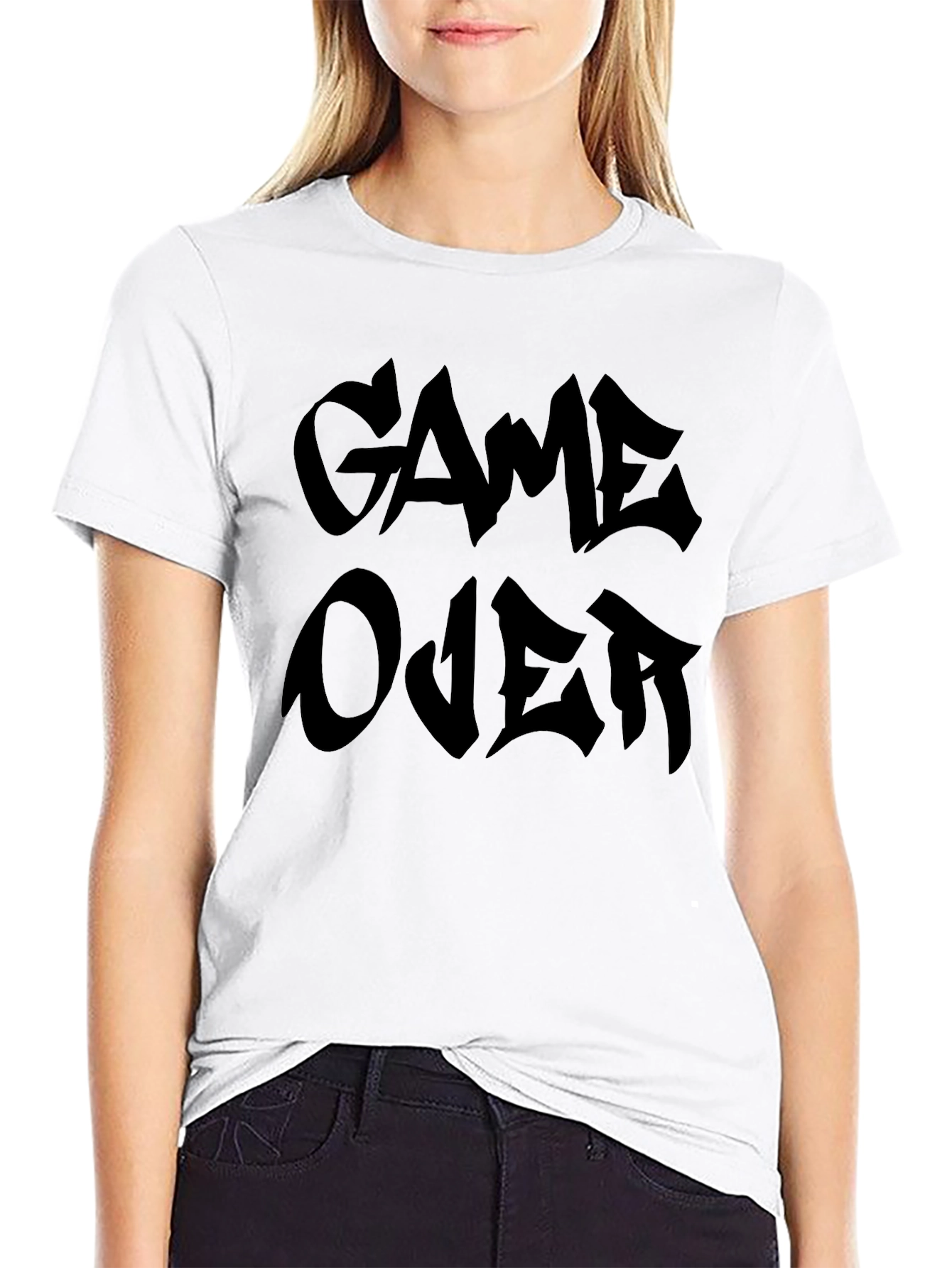 Game Over Graphic Tee - Black Crewneck