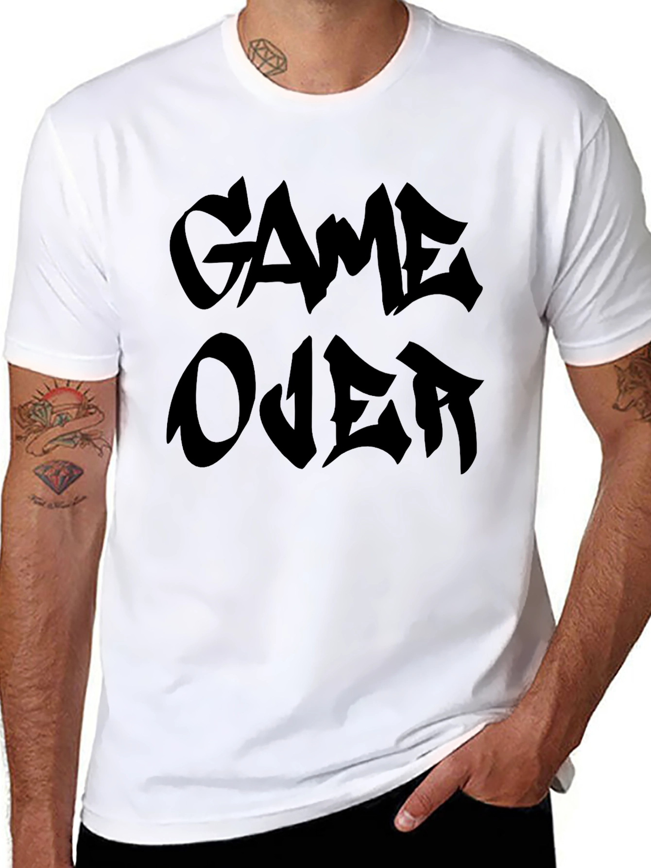 Game Over Graphic Tee - Black Crewneck