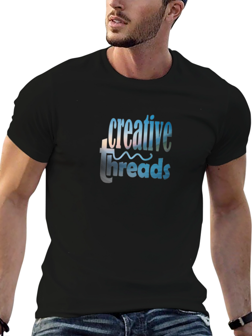 Creative Threads Graphic Tee - Black Cotton Blend