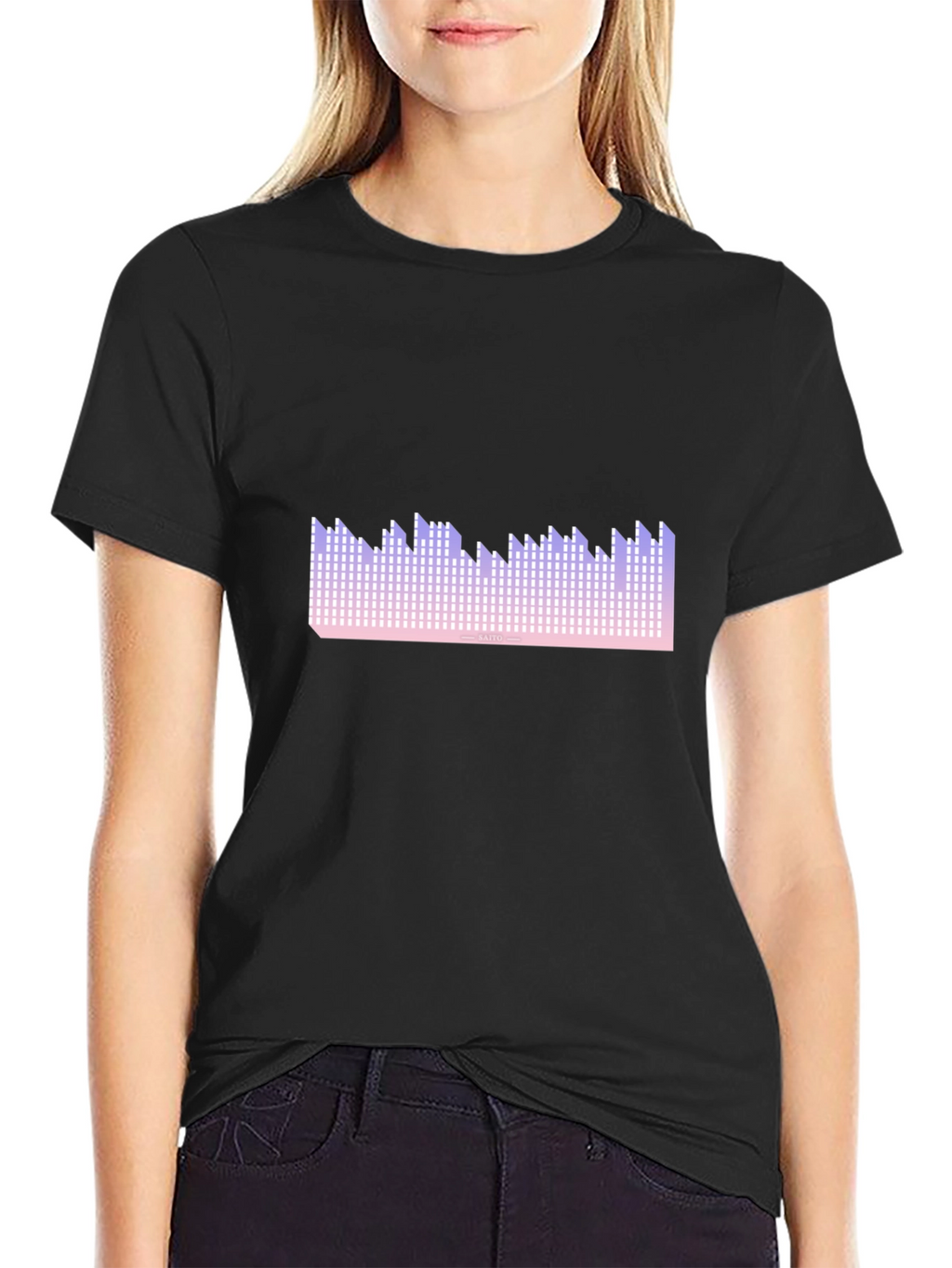 Pixel Wave Graphic Tee - Trendy Design