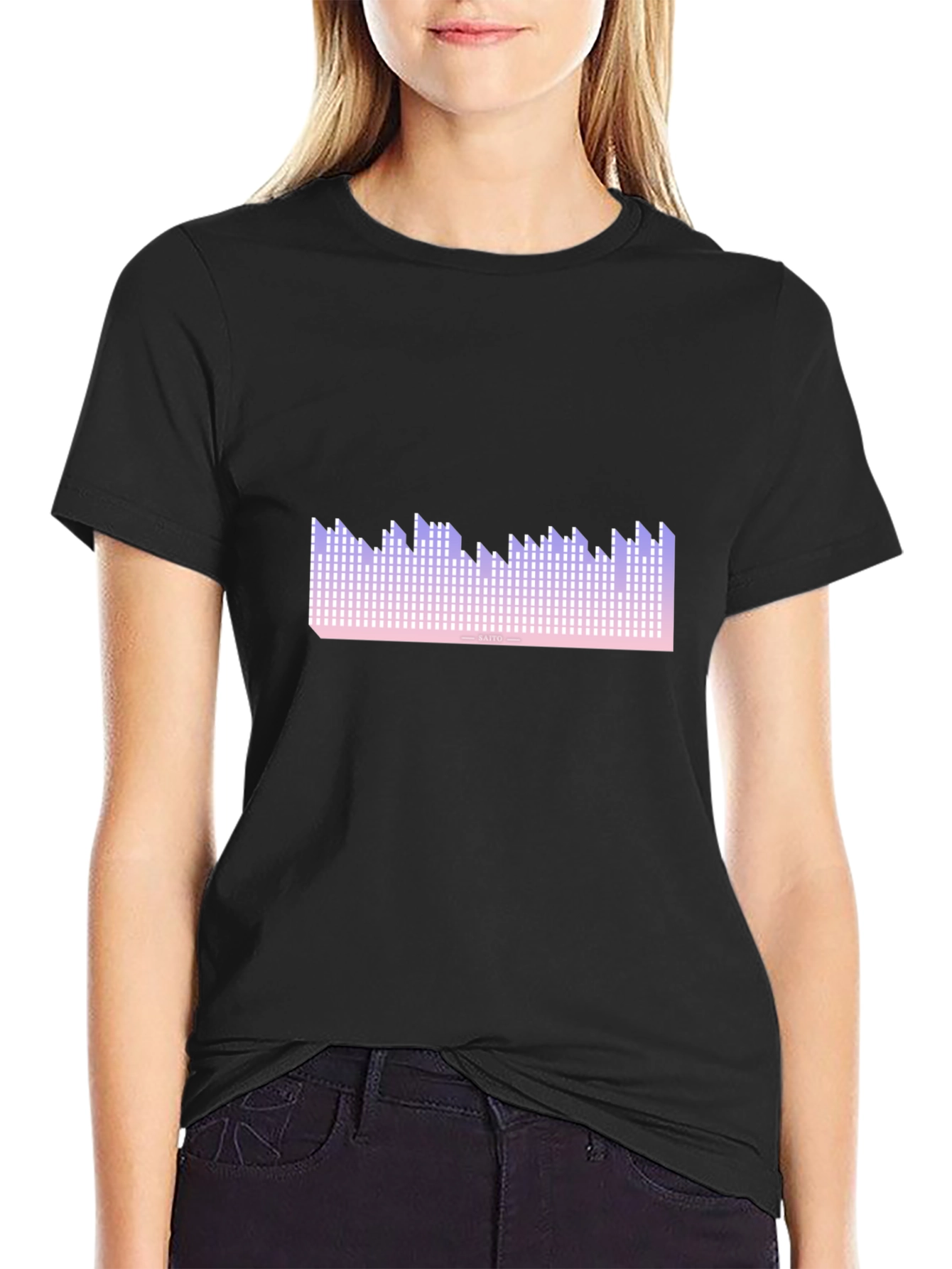 Pixel Wave Graphic Tee - Trendy Design