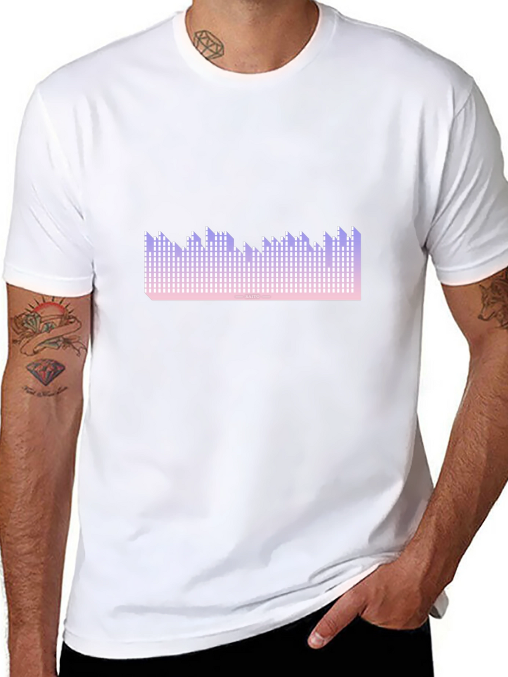 Pixel Wave Graphic Tee - Trendy Design