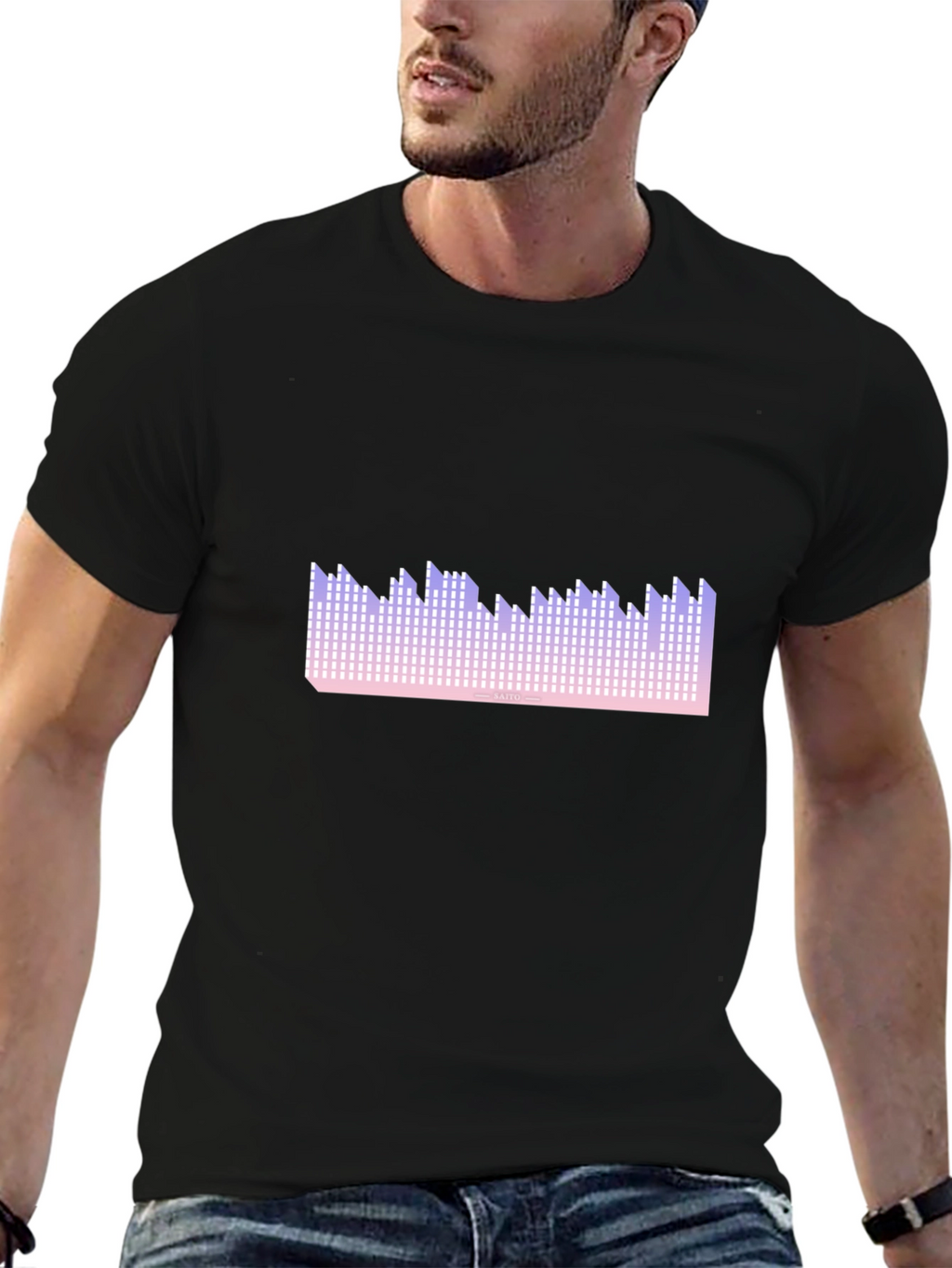 Pixel Wave Graphic Tee - Trendy Design