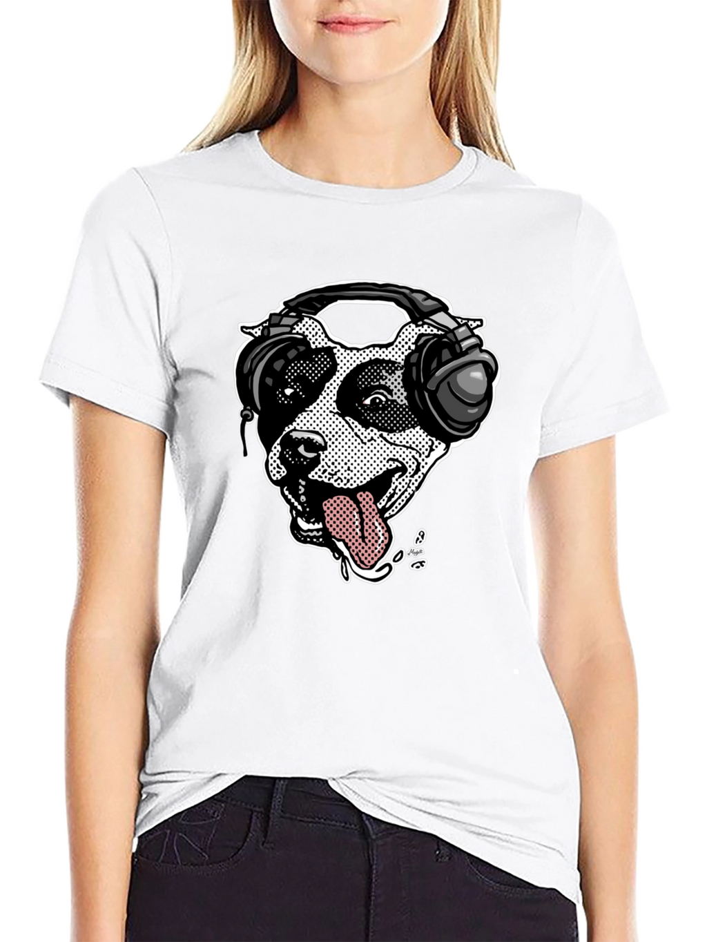 Dog with Headphones Graphic T-Shirt