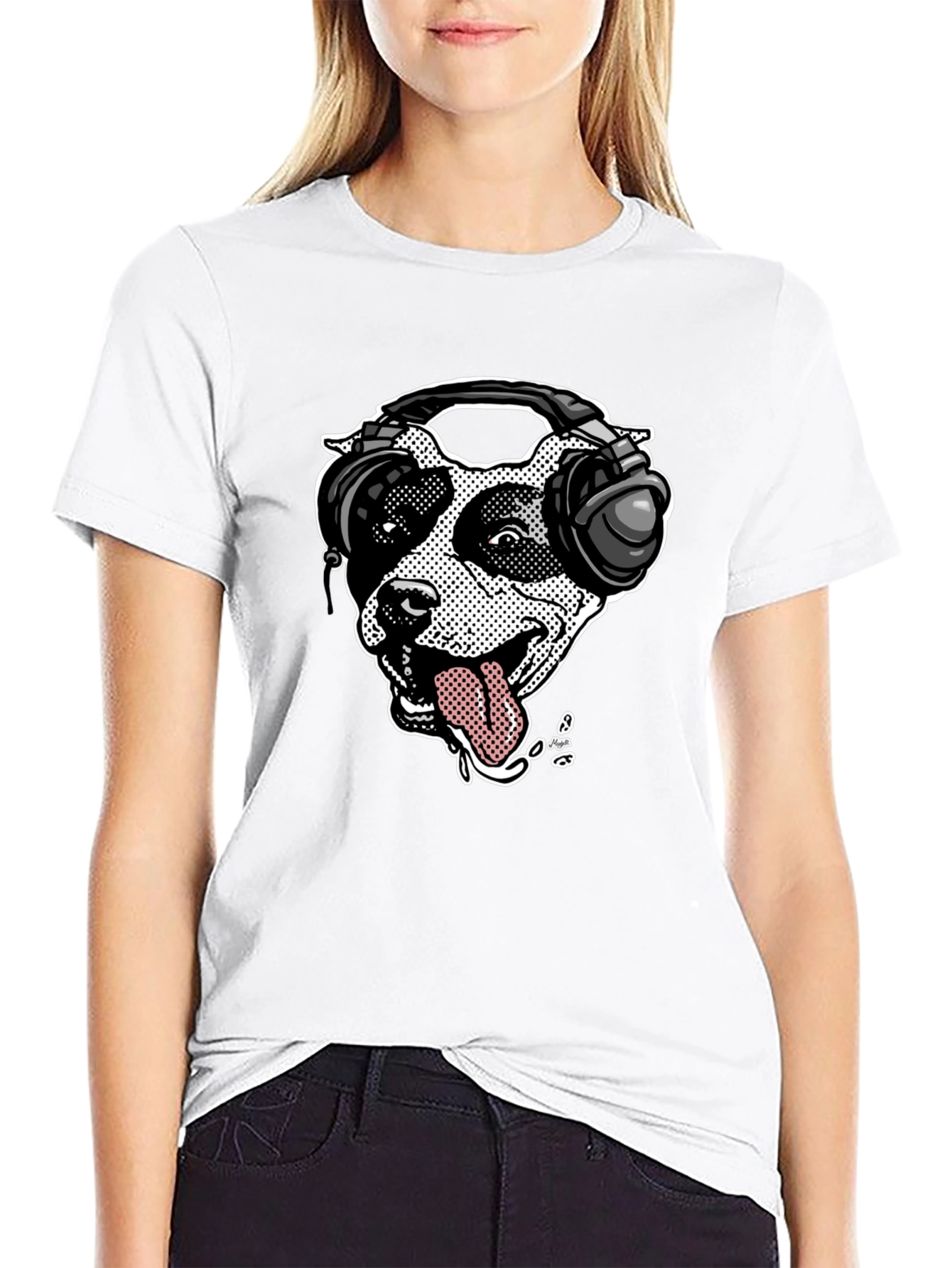 Dog with Headphones Graphic T-Shirt