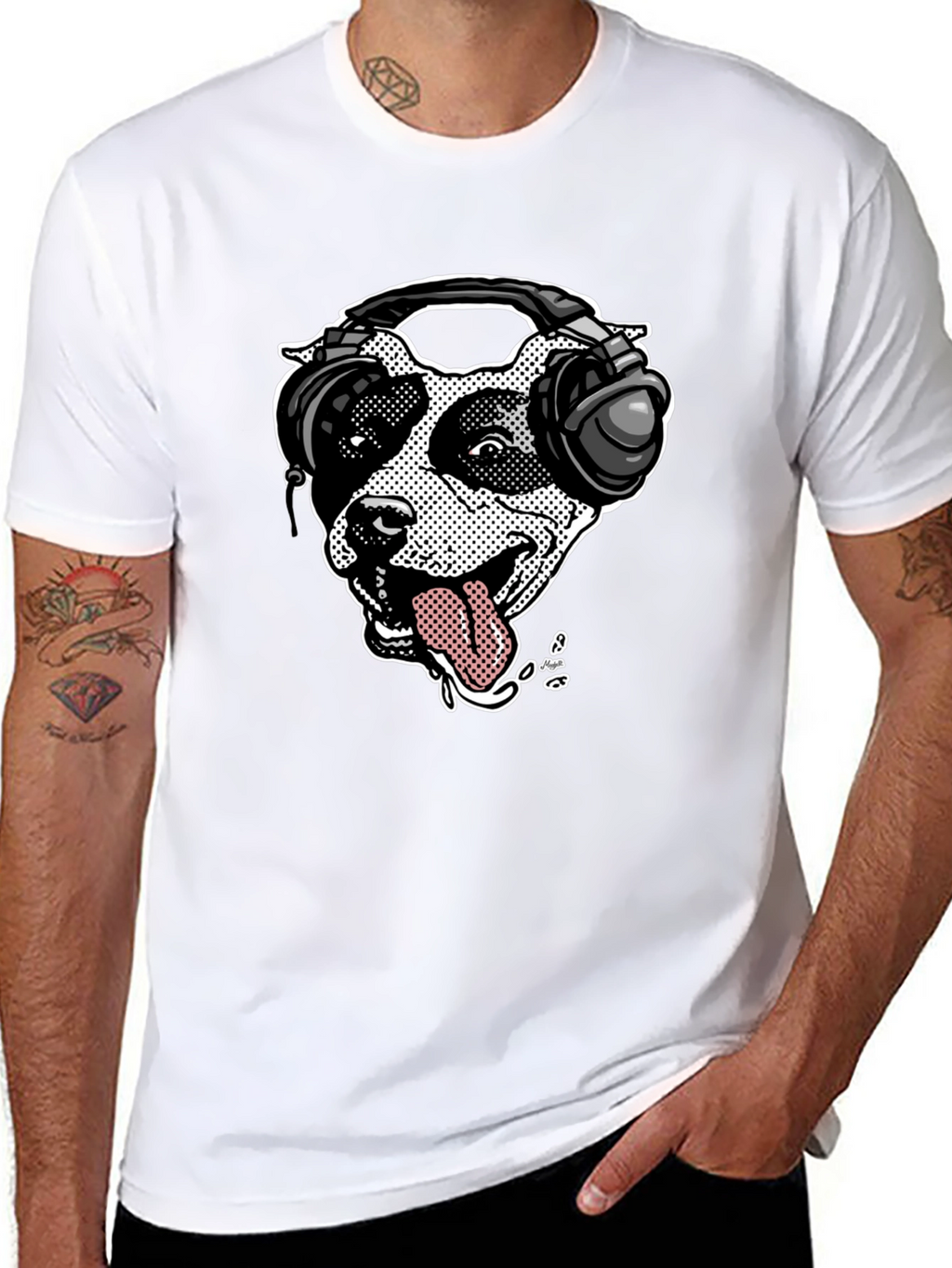 Dog with Headphones Graphic T-Shirt