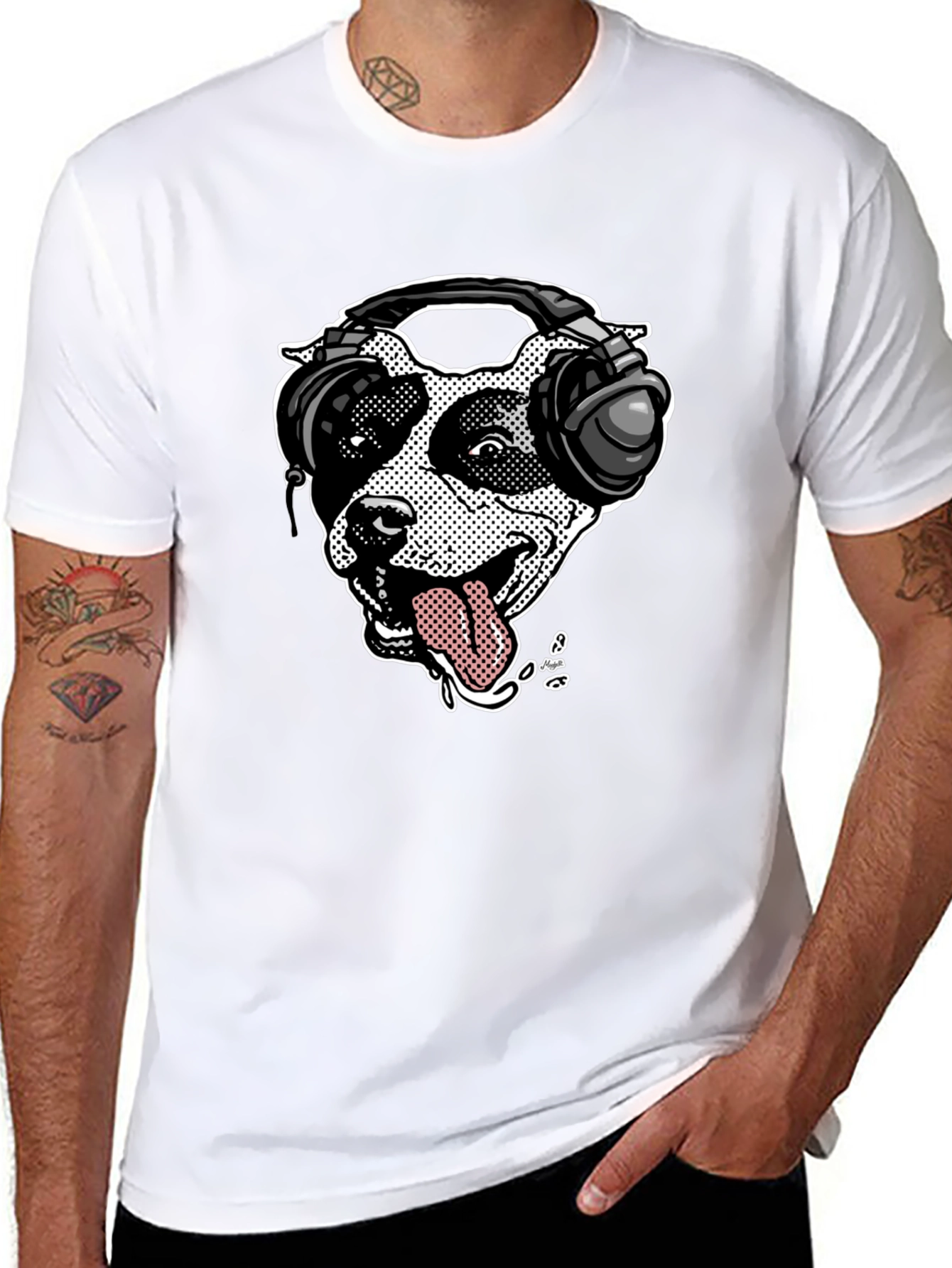 Dog with Headphones Graphic T-Shirt