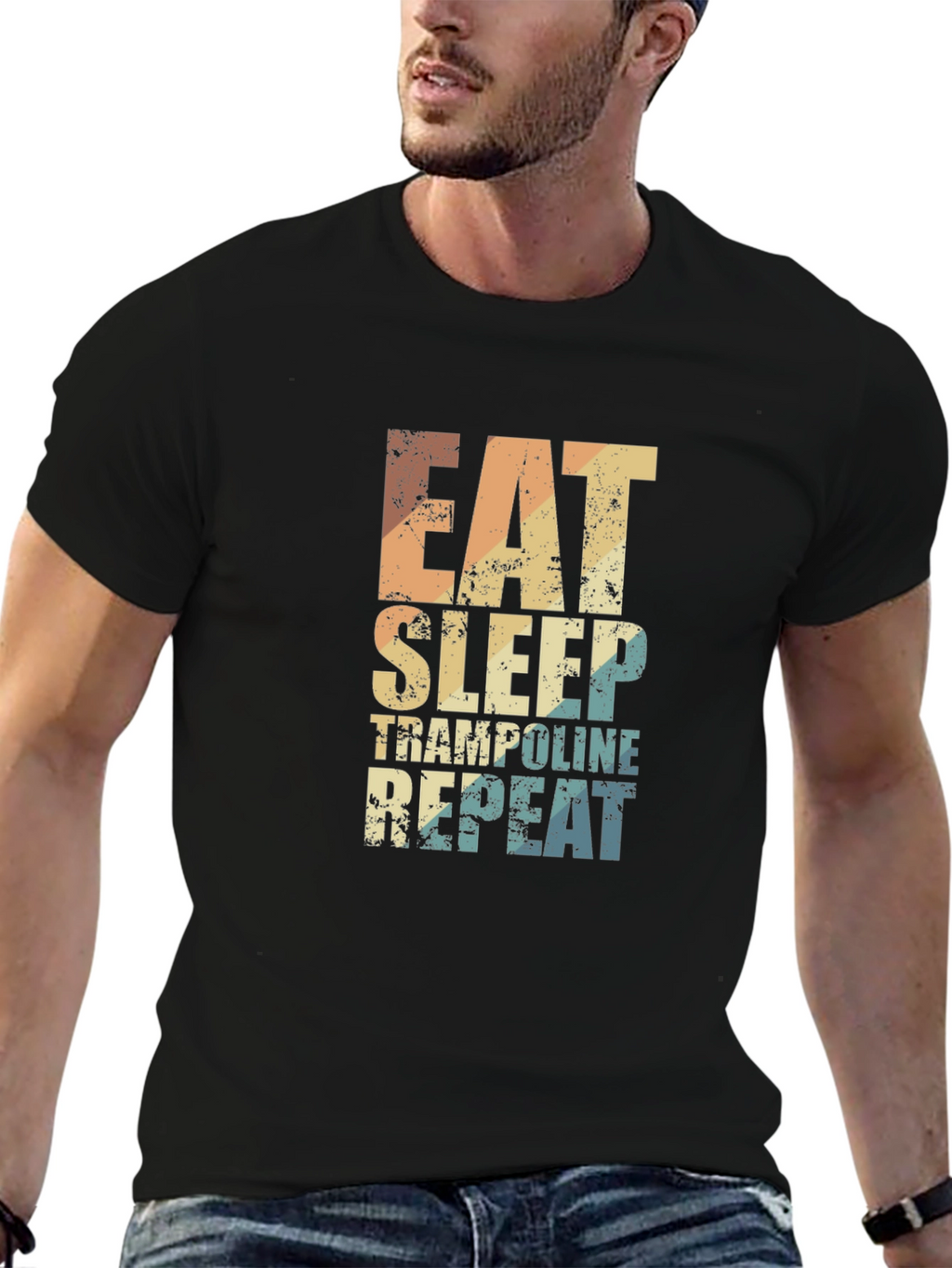 Eat Sleep Trampoline Repeat Graphic Tee
