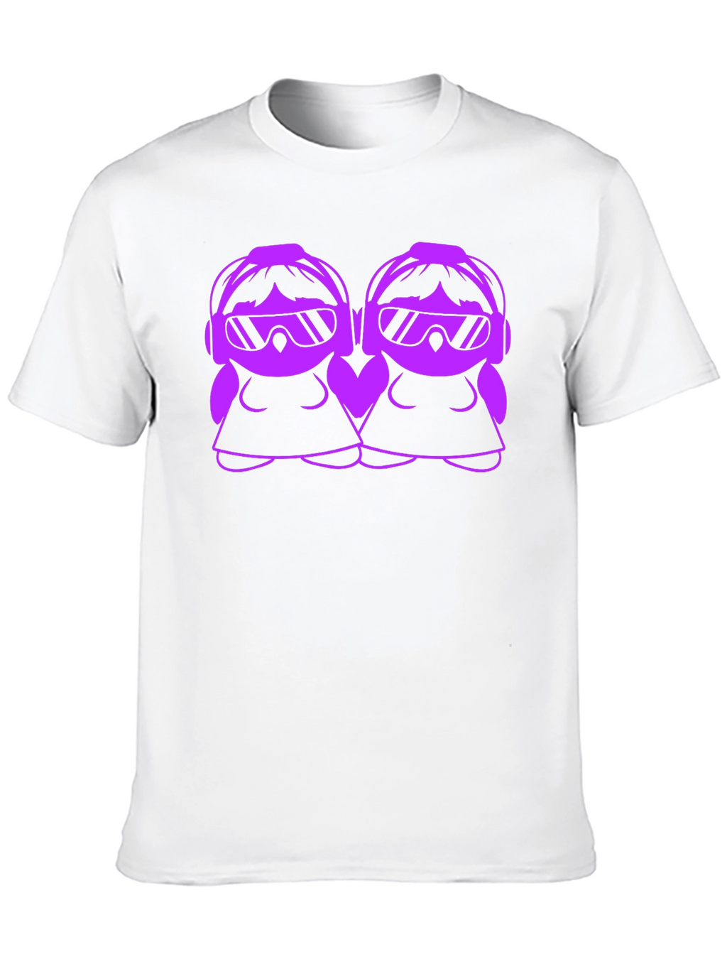 Cool Cartoon DJ Twin Girls Black T-Shirt