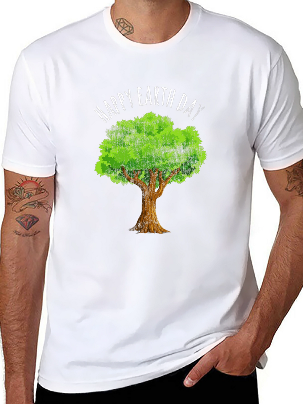 Happy Earth Day Tree Graphic Tee - Eco-Friendly Design