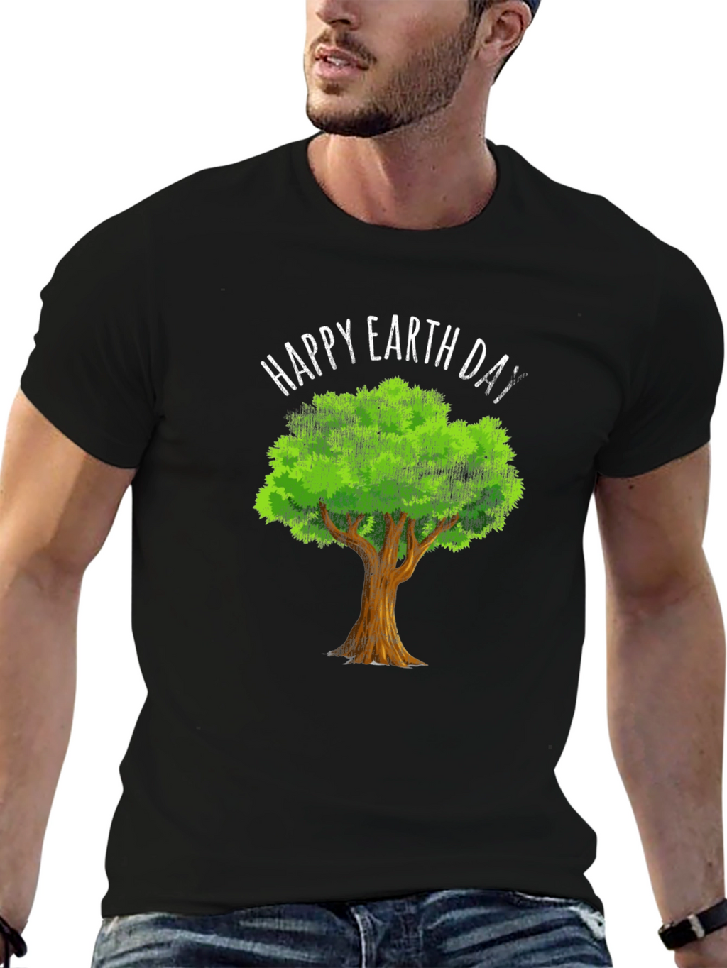 Happy Earth Day Tree Graphic Tee - Eco-Friendly Design