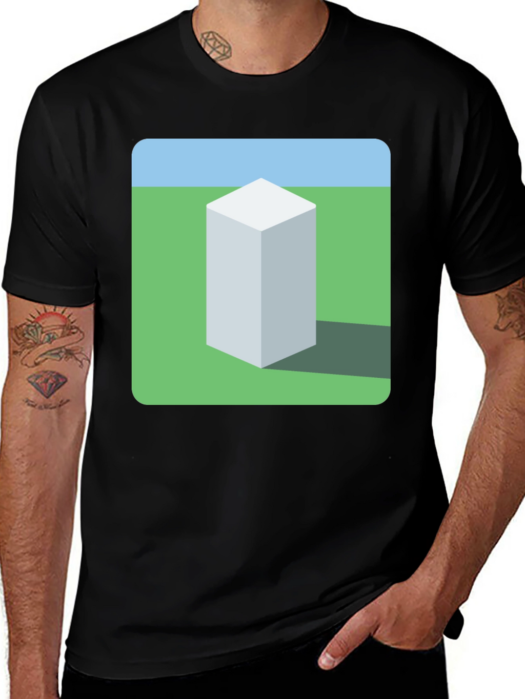 Geometric Cube Landscape Graphic Tee