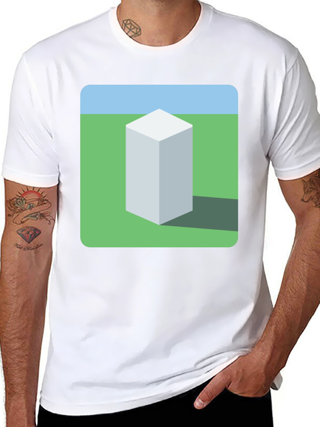 Geometric Cube Landscape Graphic Tee