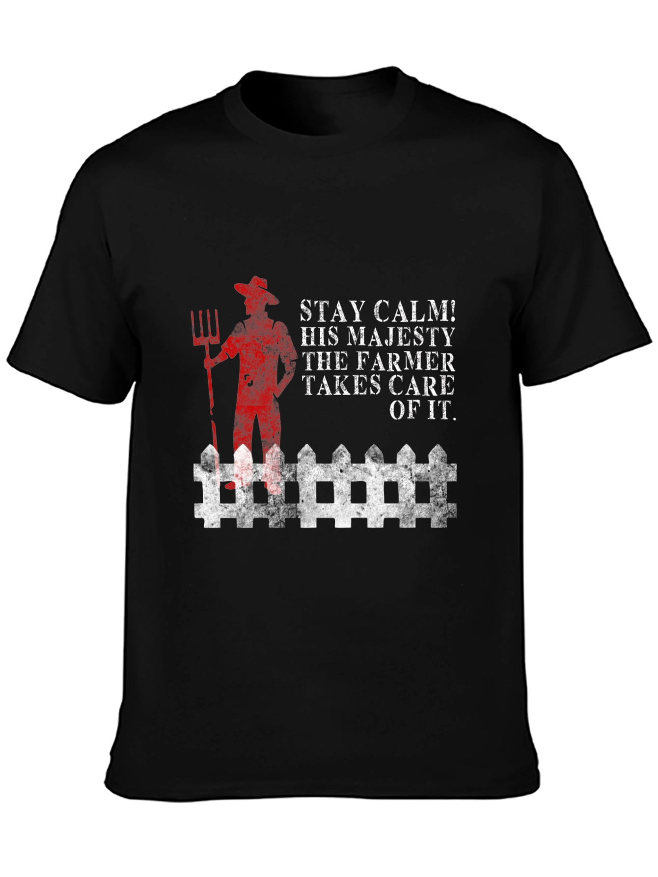 Stay Calm Farmer T-Shirt - Black Cotton Blend