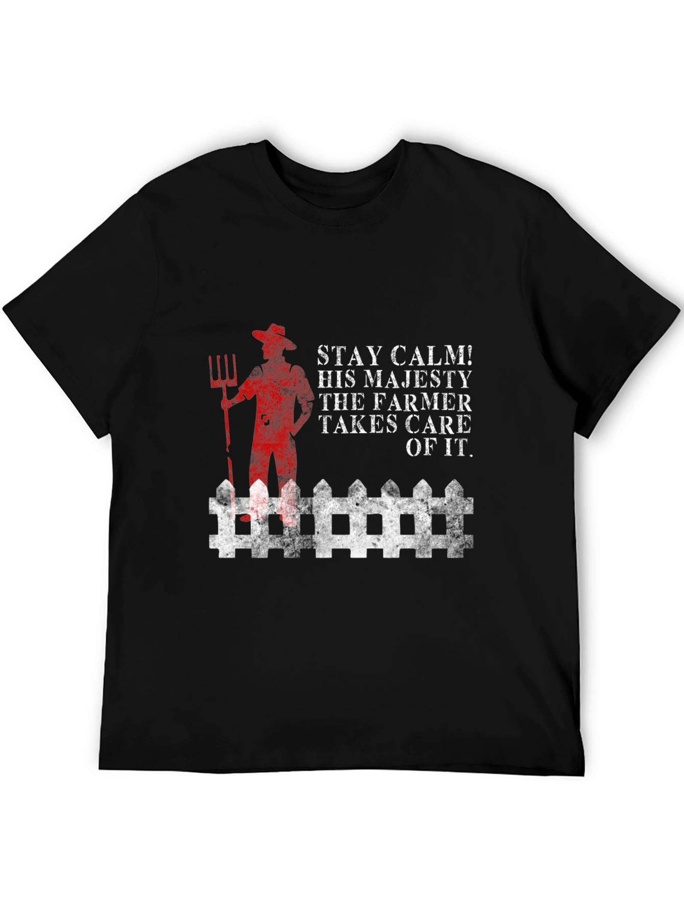 Stay Calm Farmer T-Shirt - Black Cotton Blend