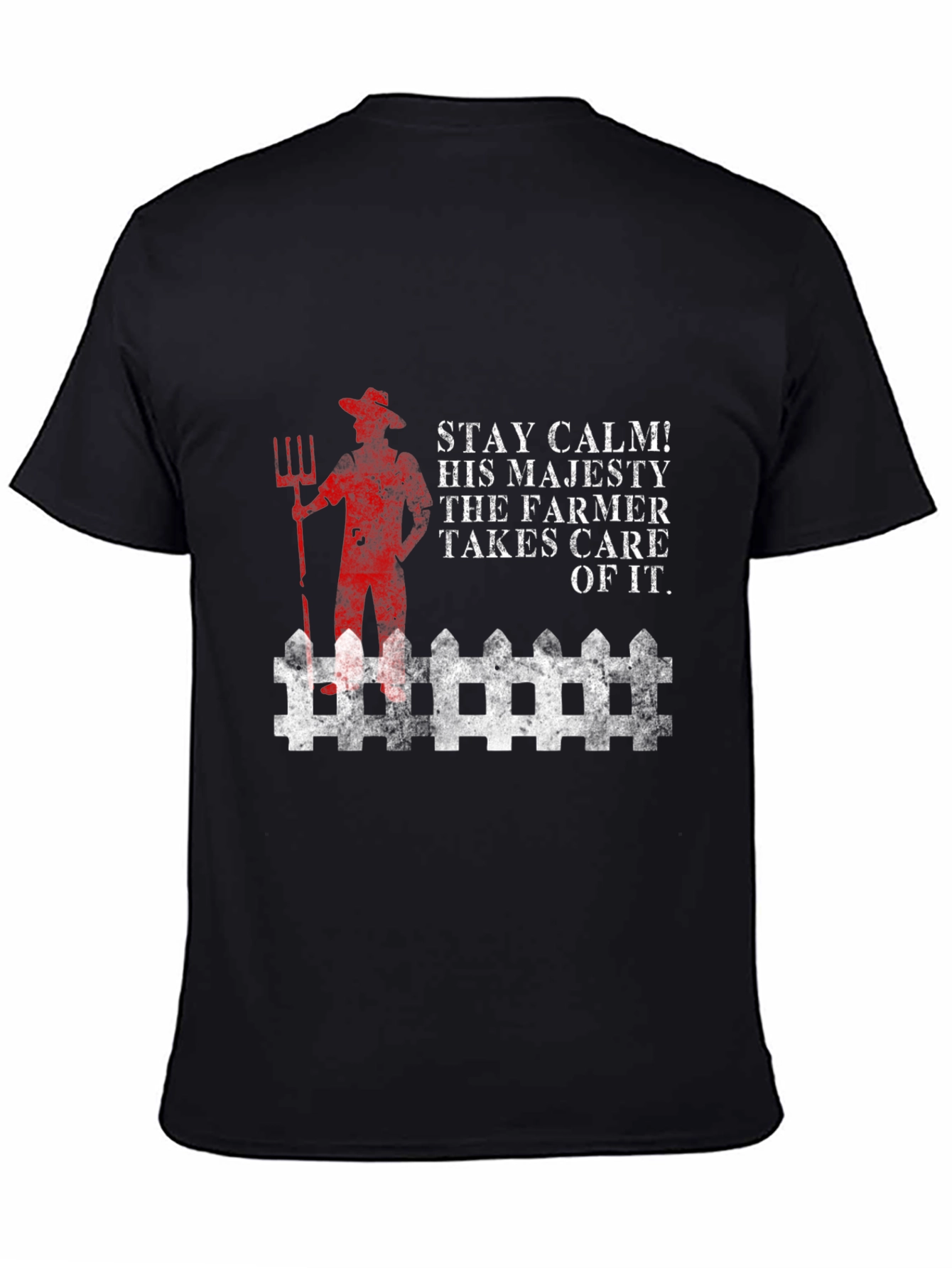 Stay Calm Farmer T-Shirt - Black Cotton Blend