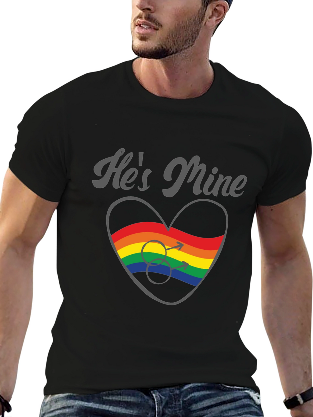Hes Mine Gay Pride Rainbow Heart T-Shirt