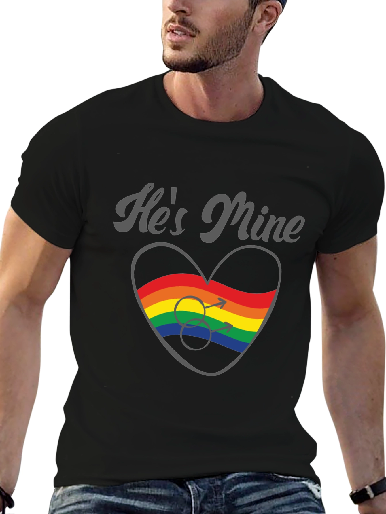 Hes Mine Gay Pride Rainbow Heart T-Shirt