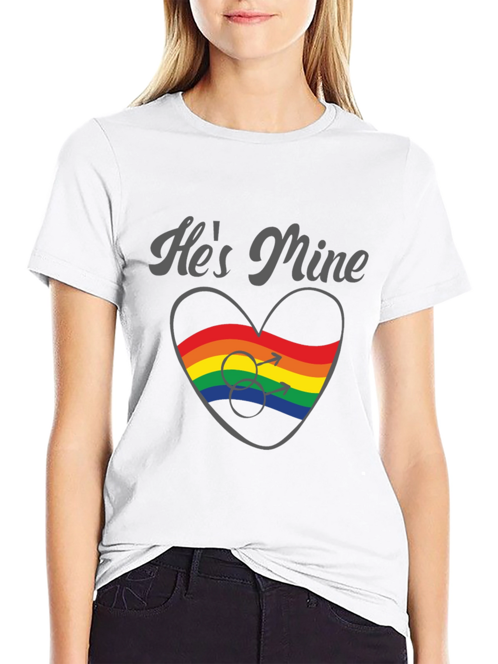 Hes Mine Gay Pride Rainbow Heart T-Shirt