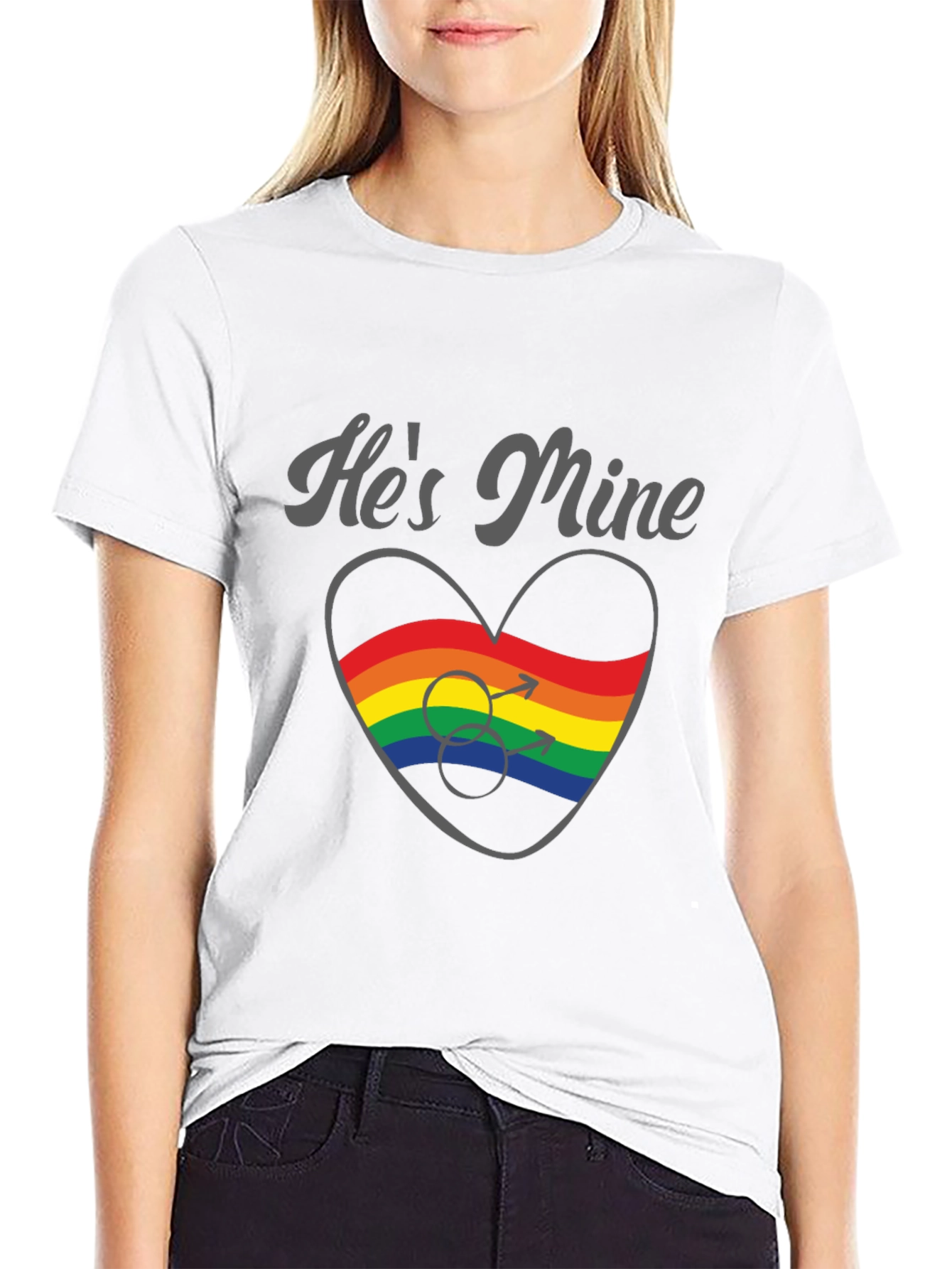 Hes Mine Gay Pride Rainbow Heart T-Shirt