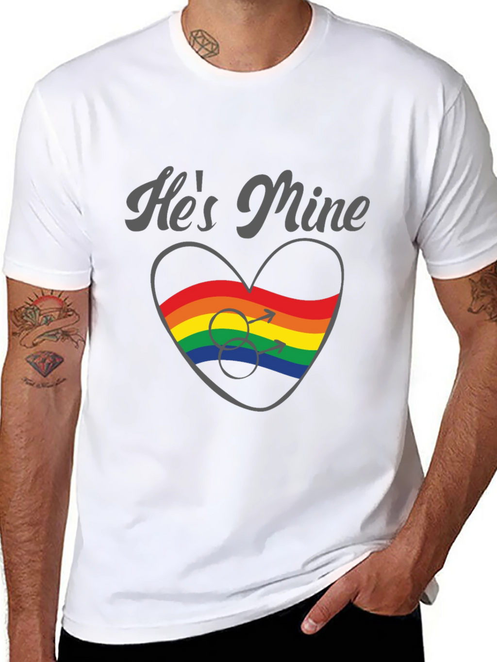 Hes Mine Gay Pride Rainbow Heart T-Shirt