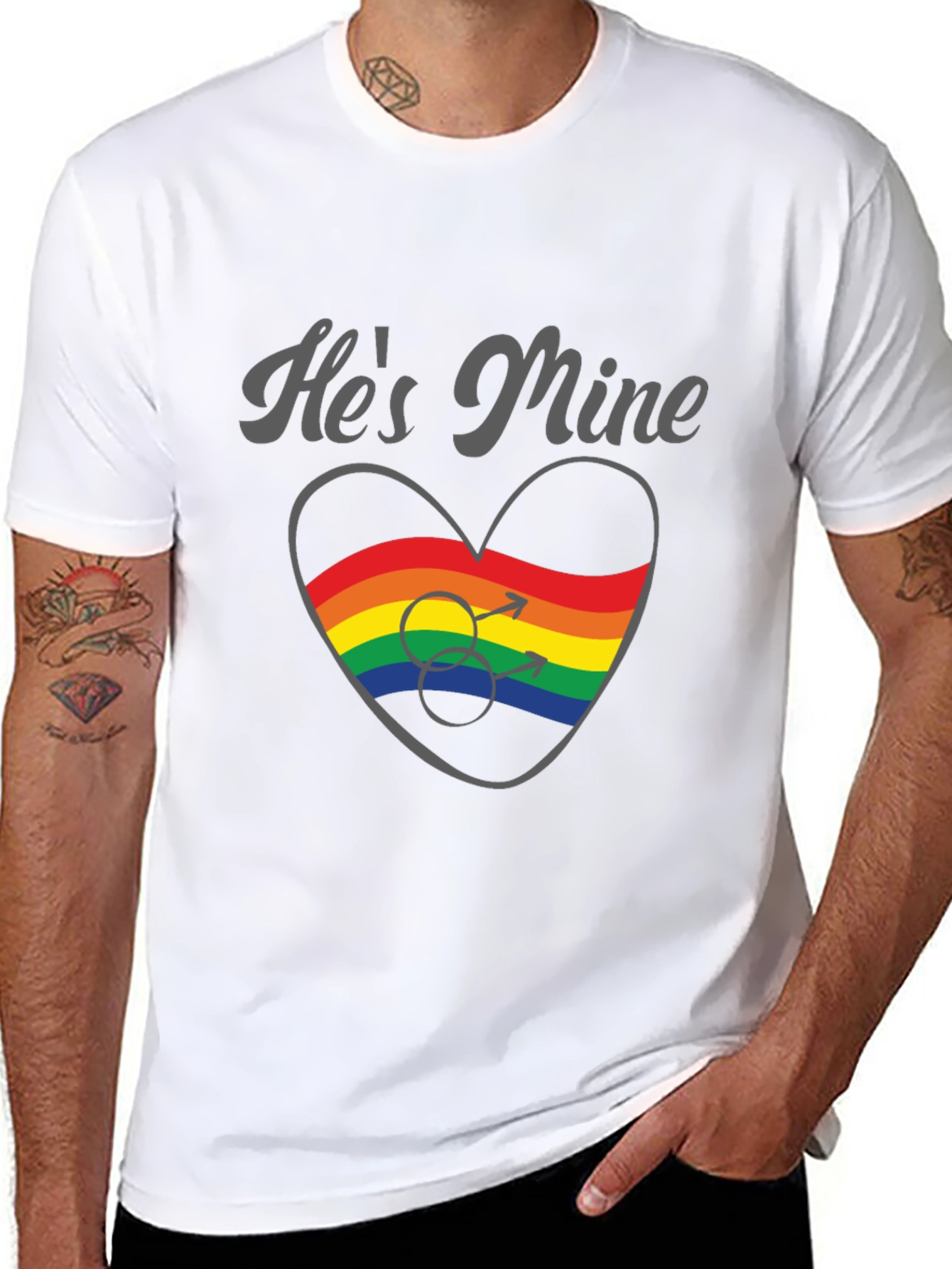 Hes Mine Gay Pride Rainbow Heart T-Shirt